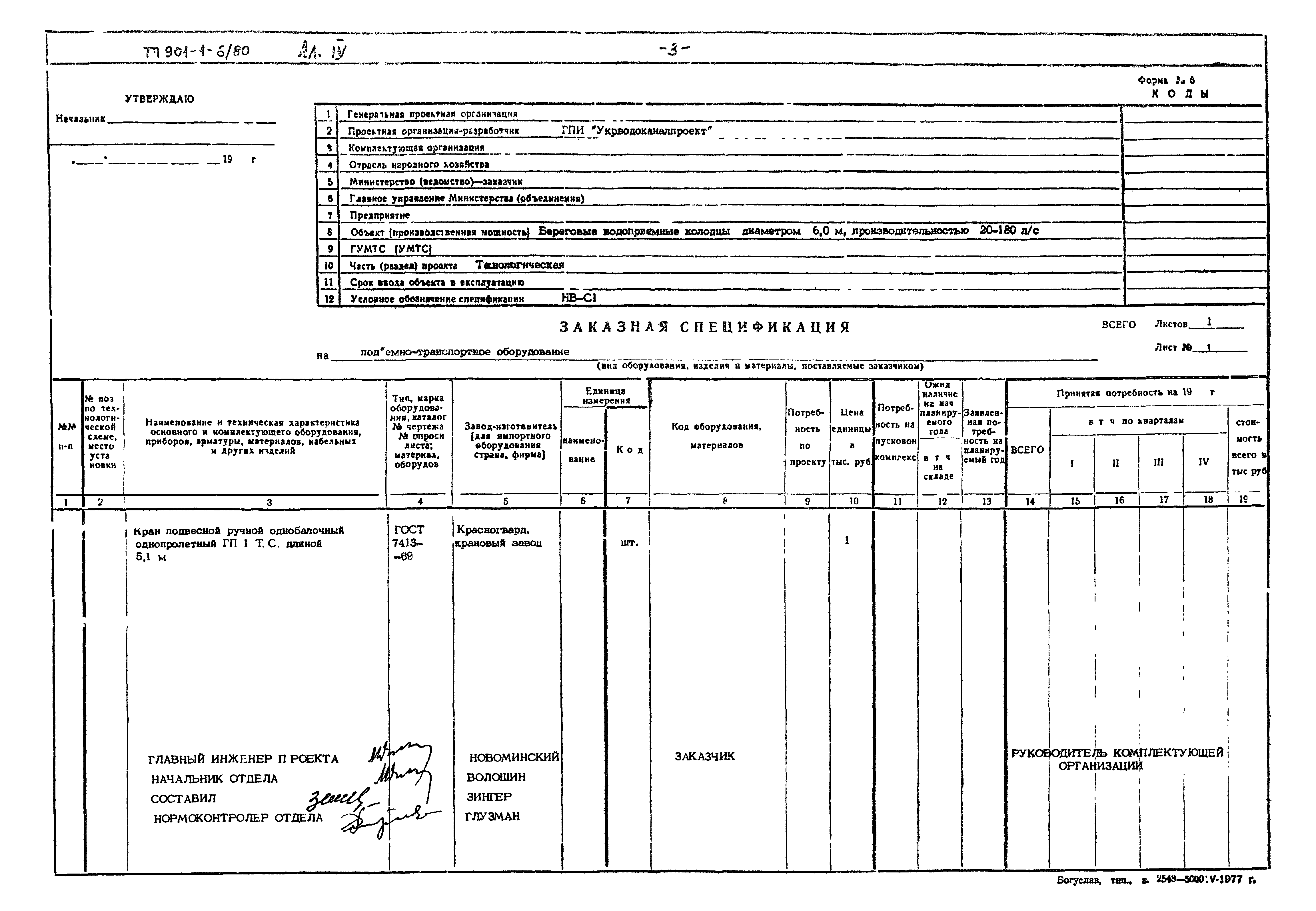 Типовой проект 901-1-6/80