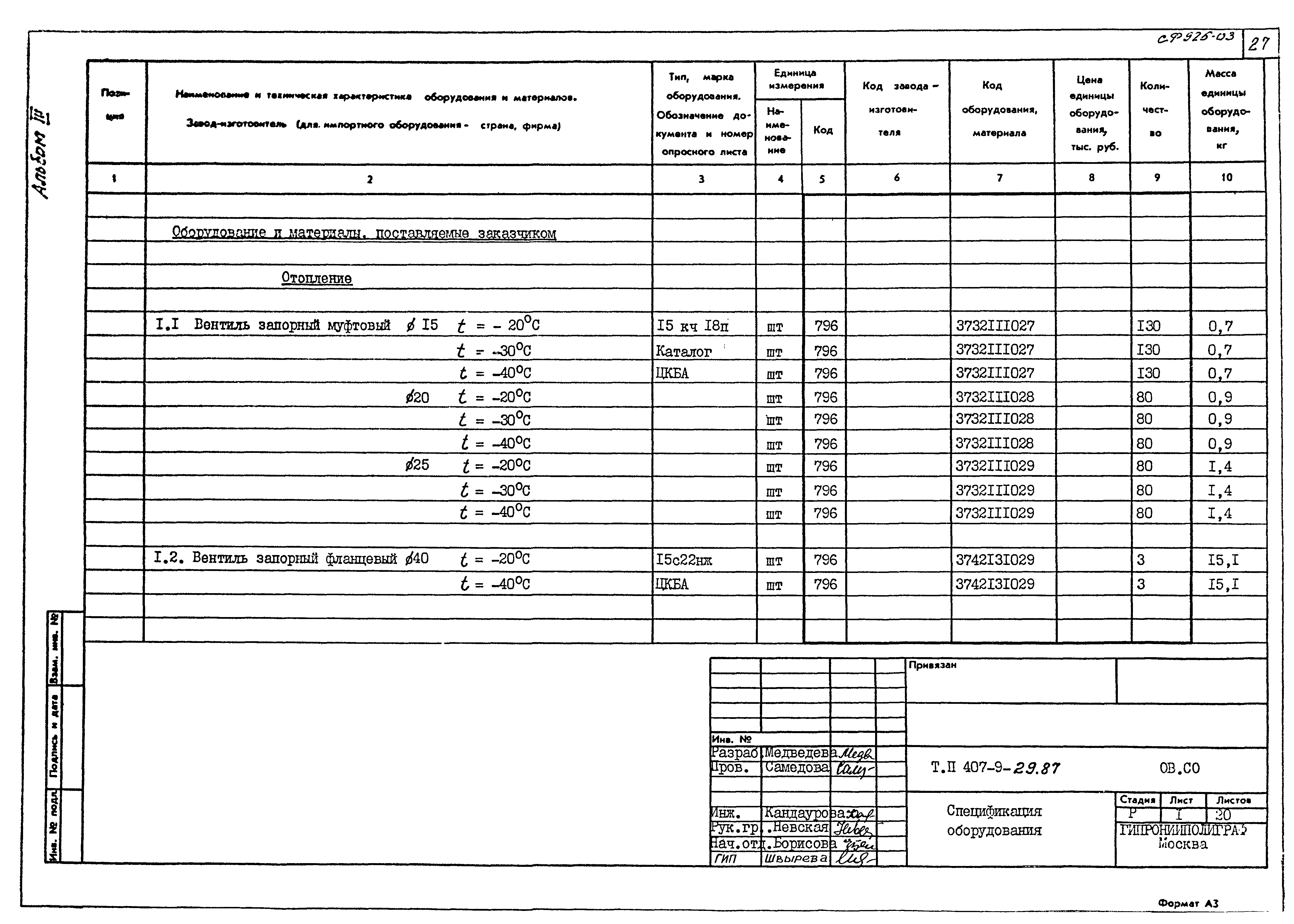 Типовой проект 407-9-29.87