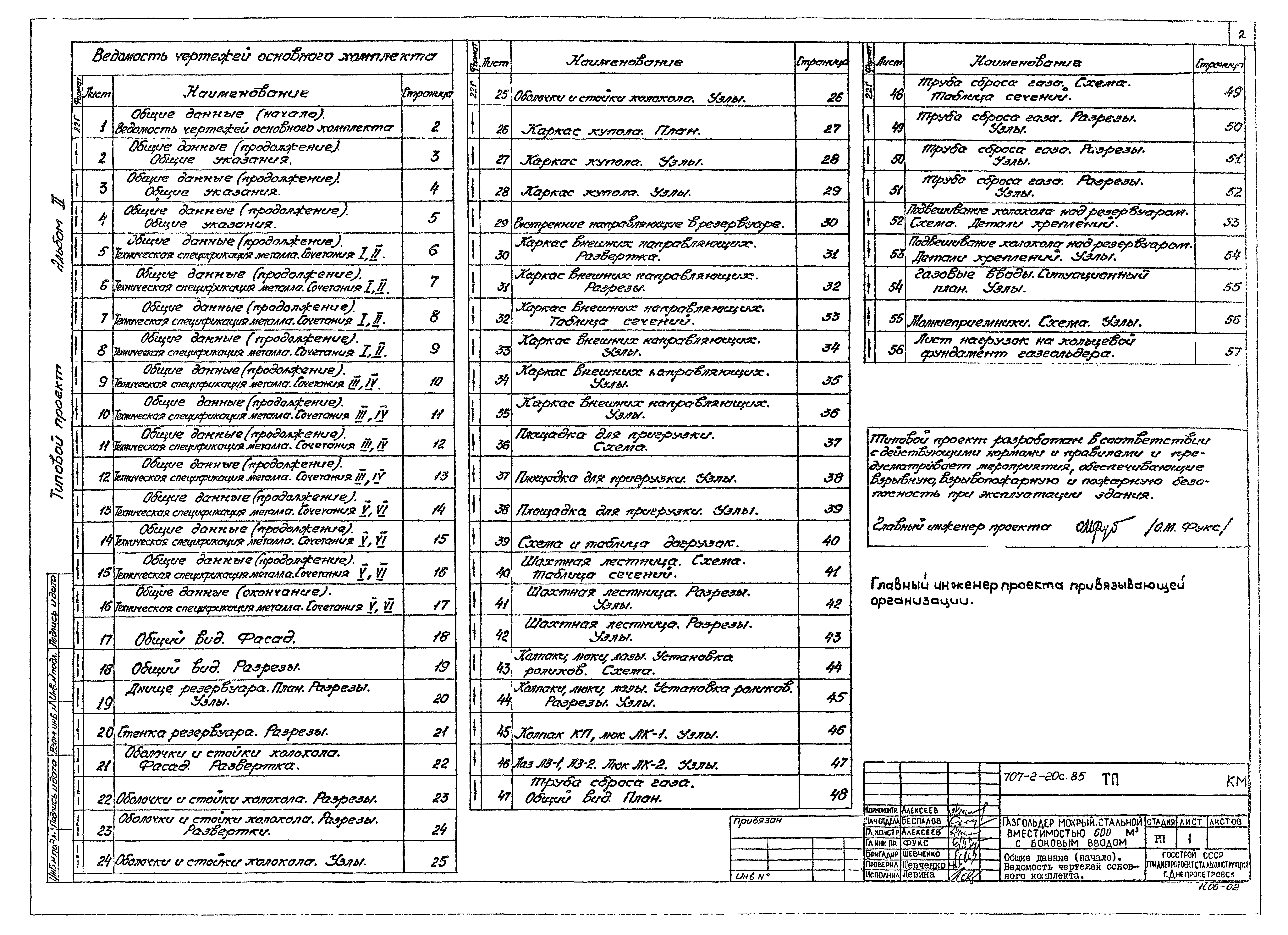 Типовой проект 707-2-20с.85