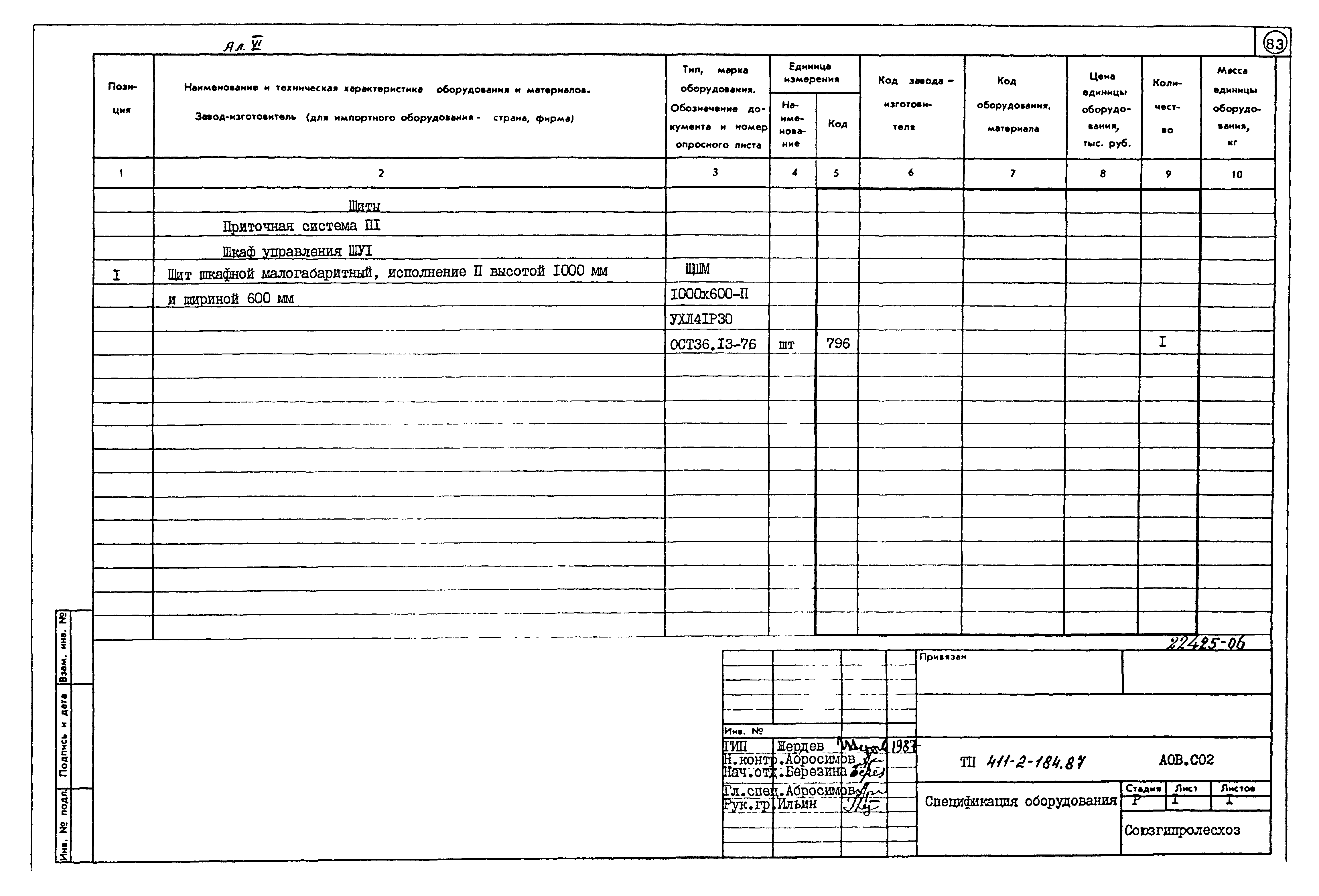 Типовой проект 411-2-184.87