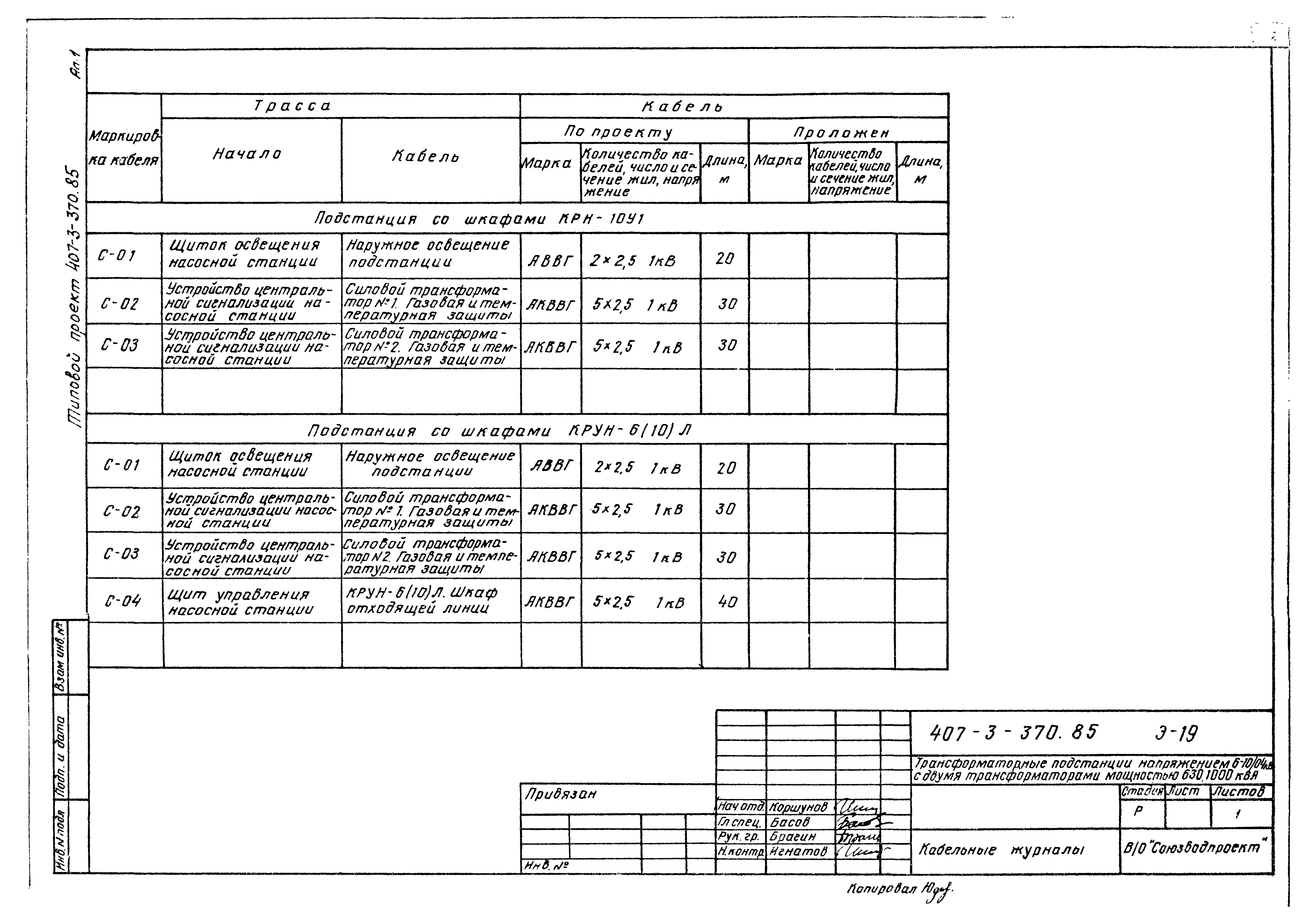 Типовой проект 407-3-370.85