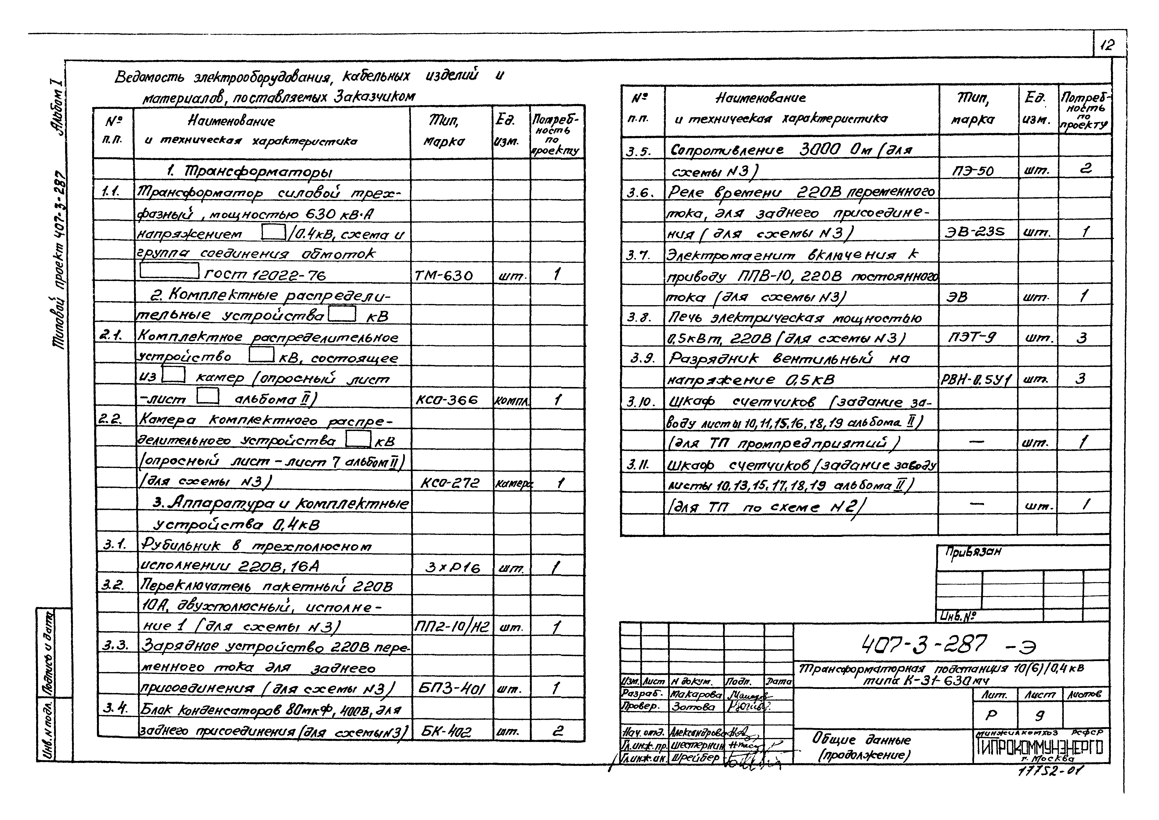 Типовой проект 407-3-287