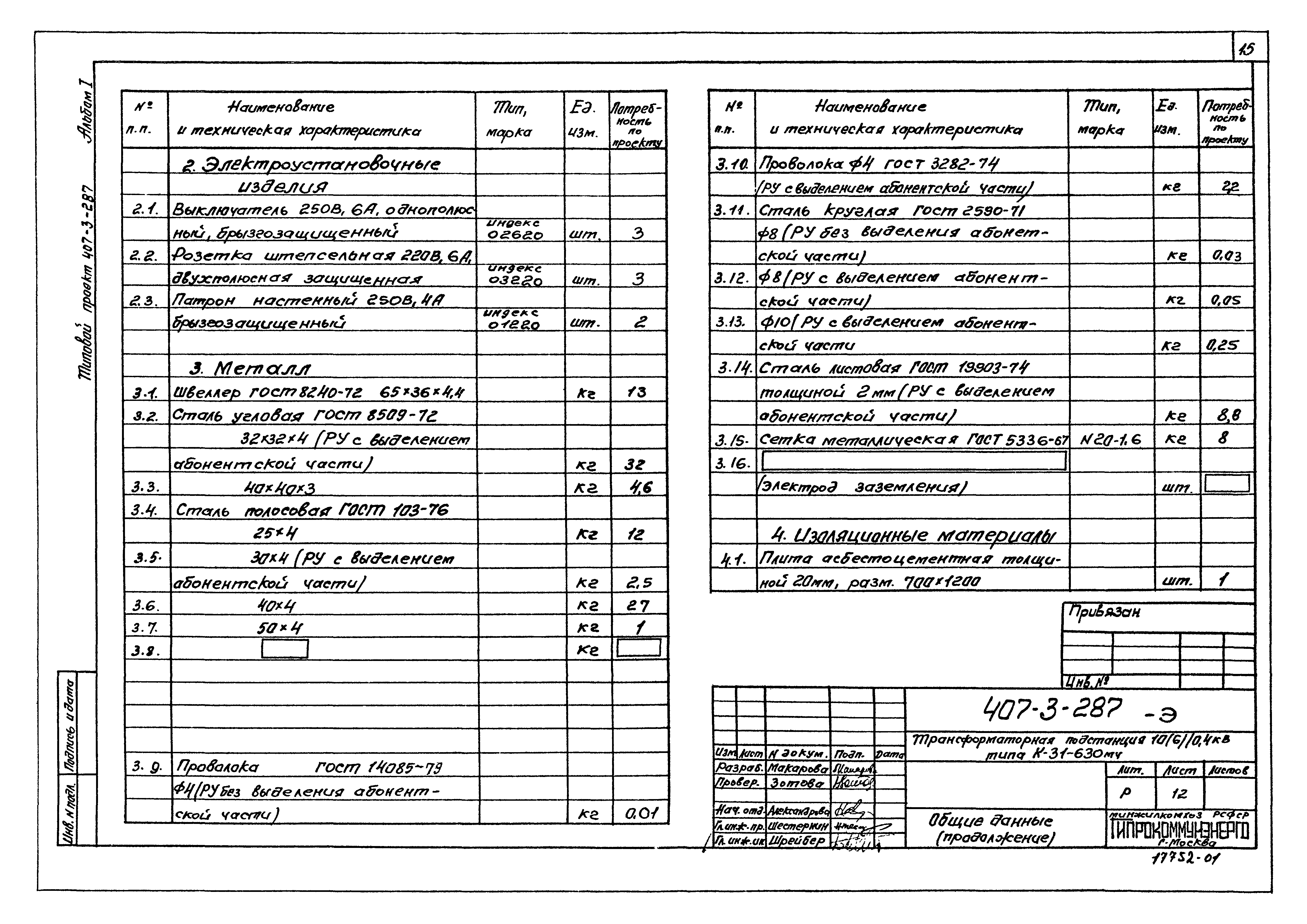 Типовой проект 407-3-287