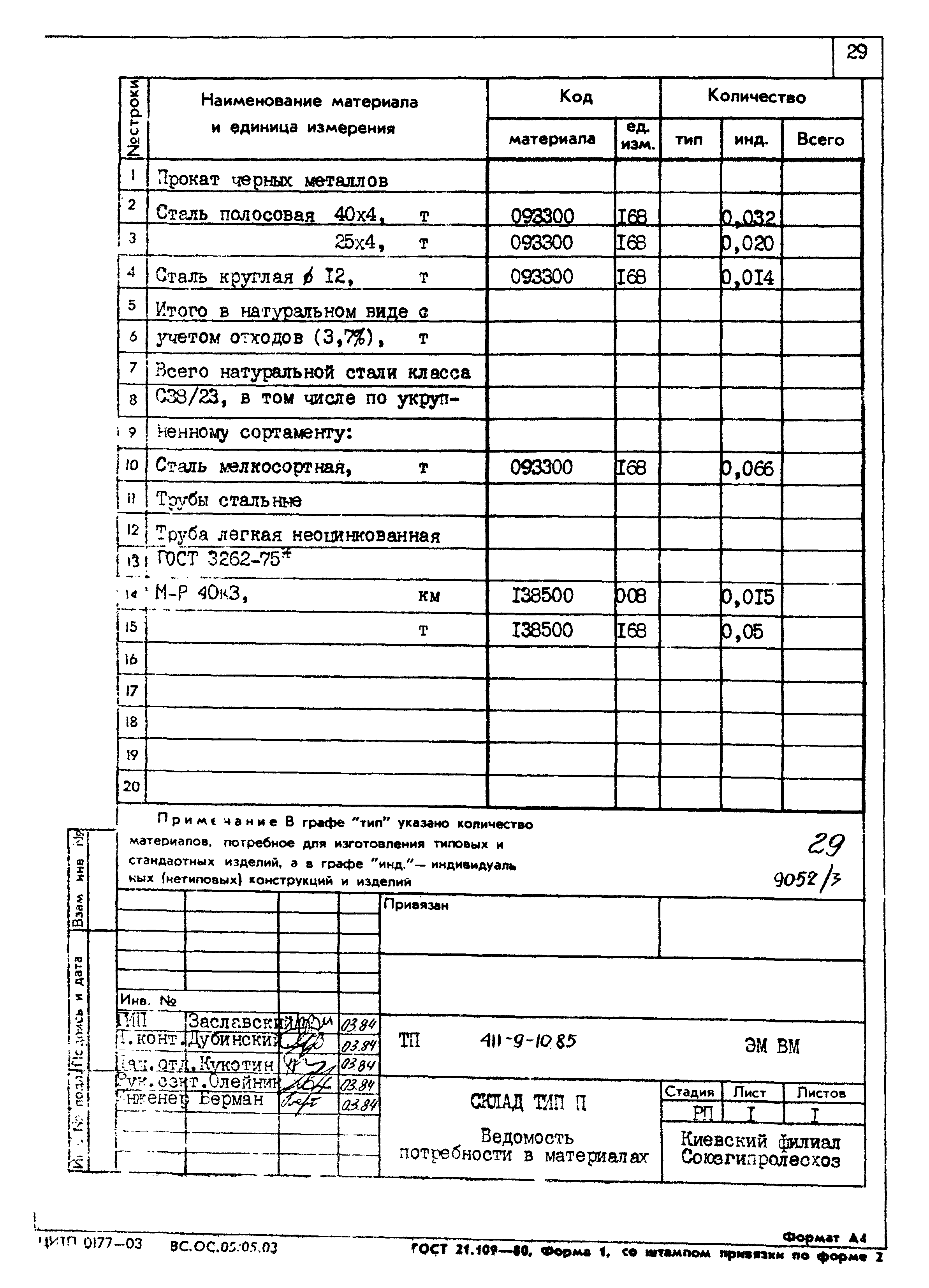 Типовой проект 411-9-10.85