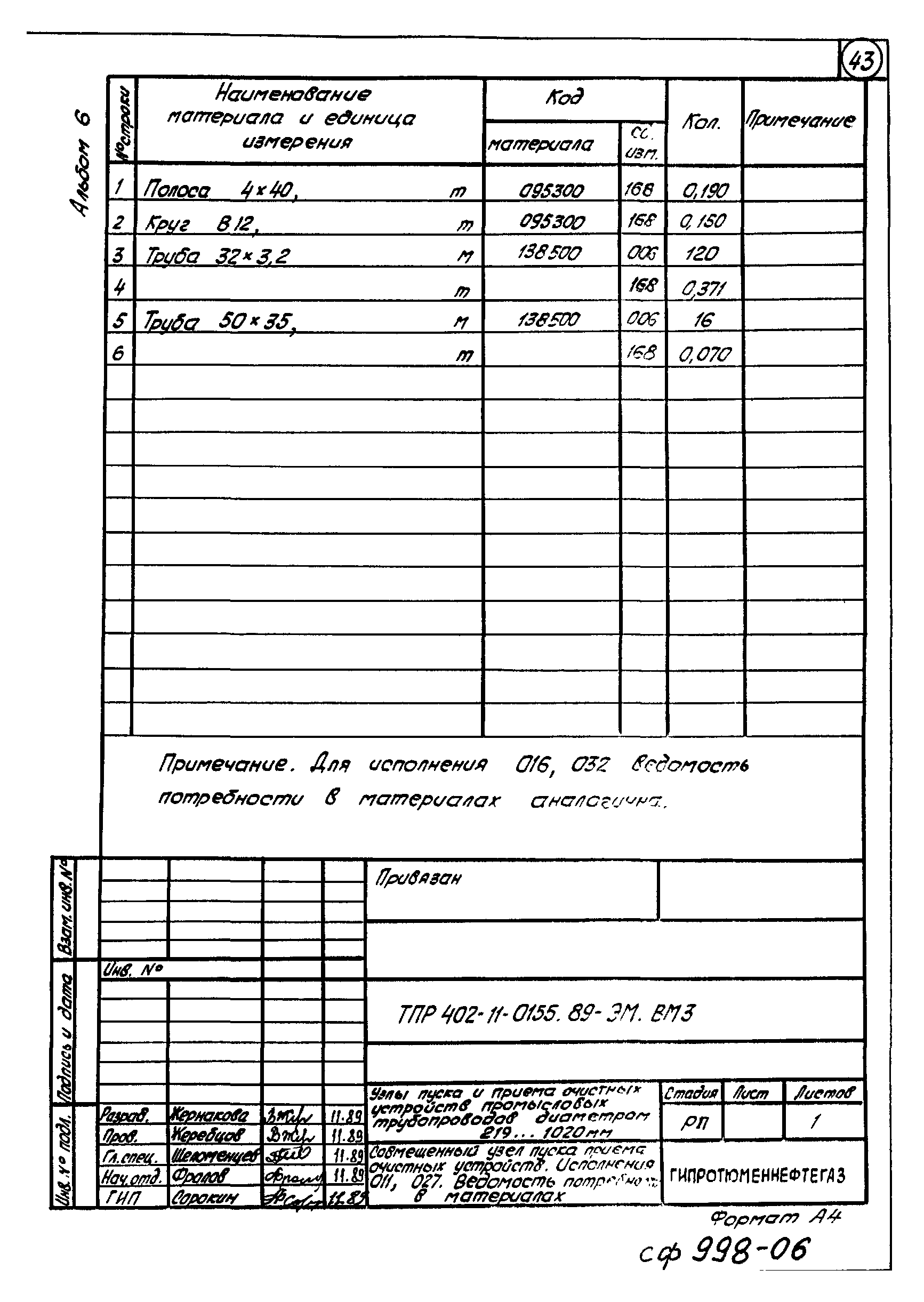 Типовые проектные решения 402-11-0155.89