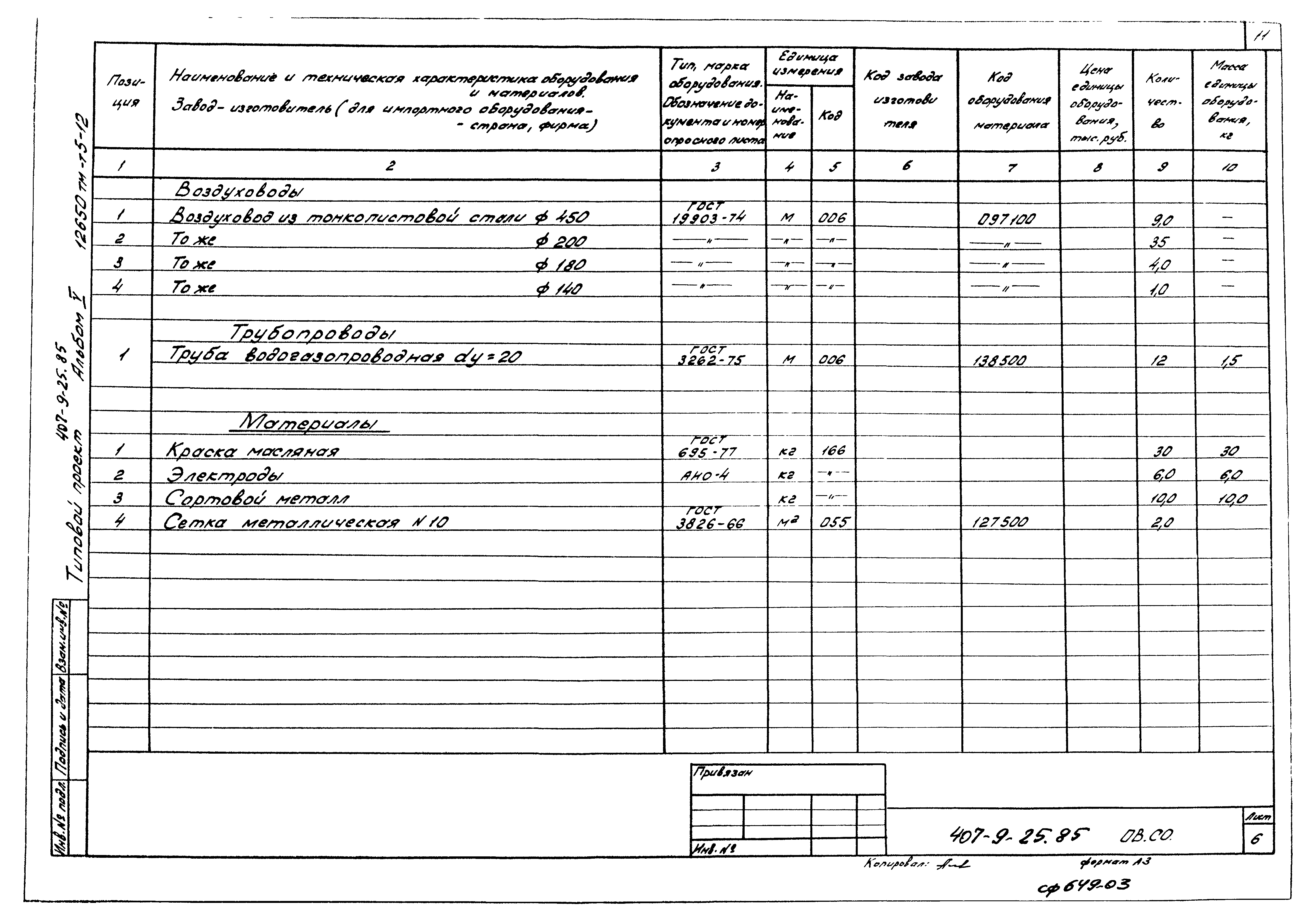Типовой проект 407-9-25.85