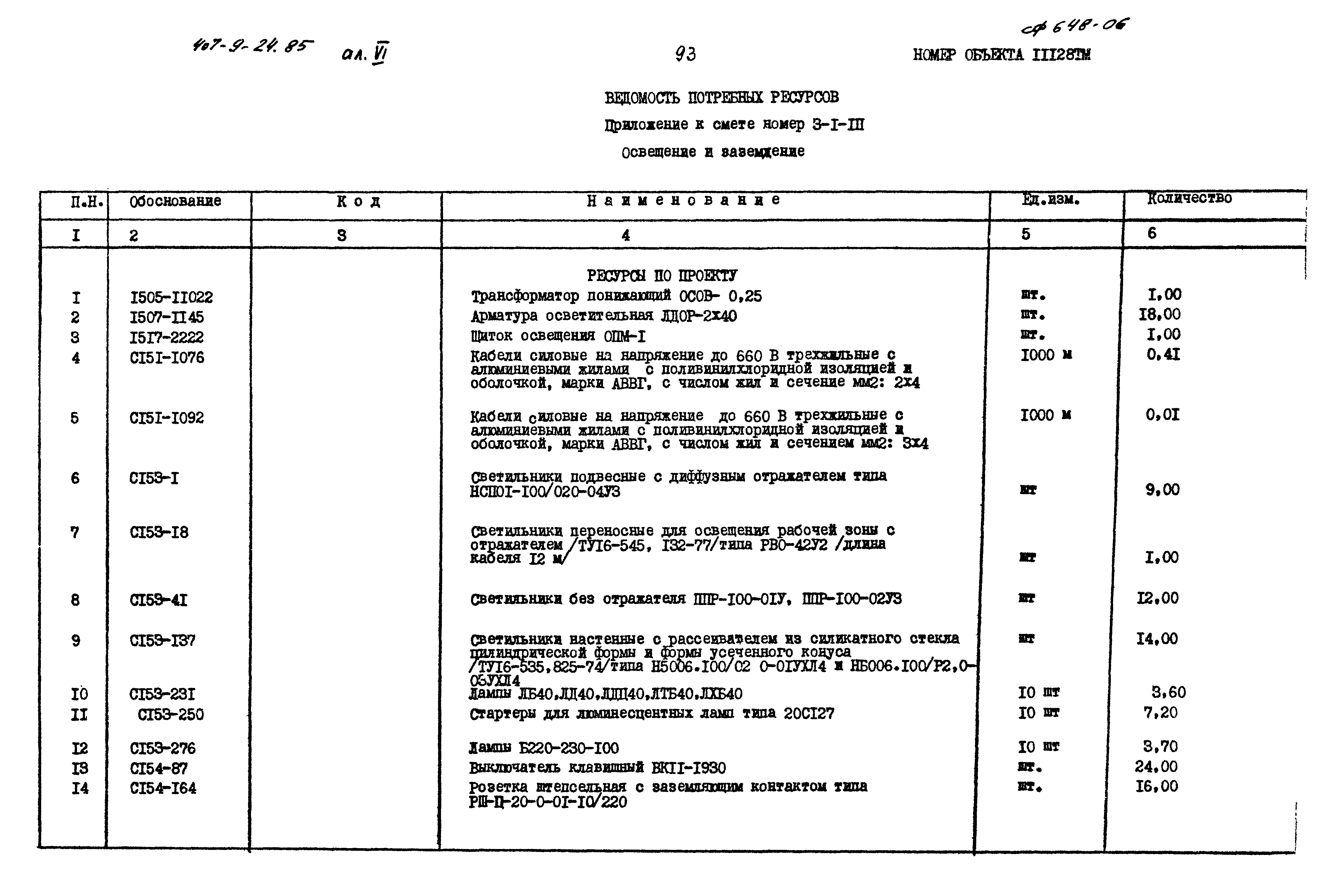 Типовой проект 407-9-24.85