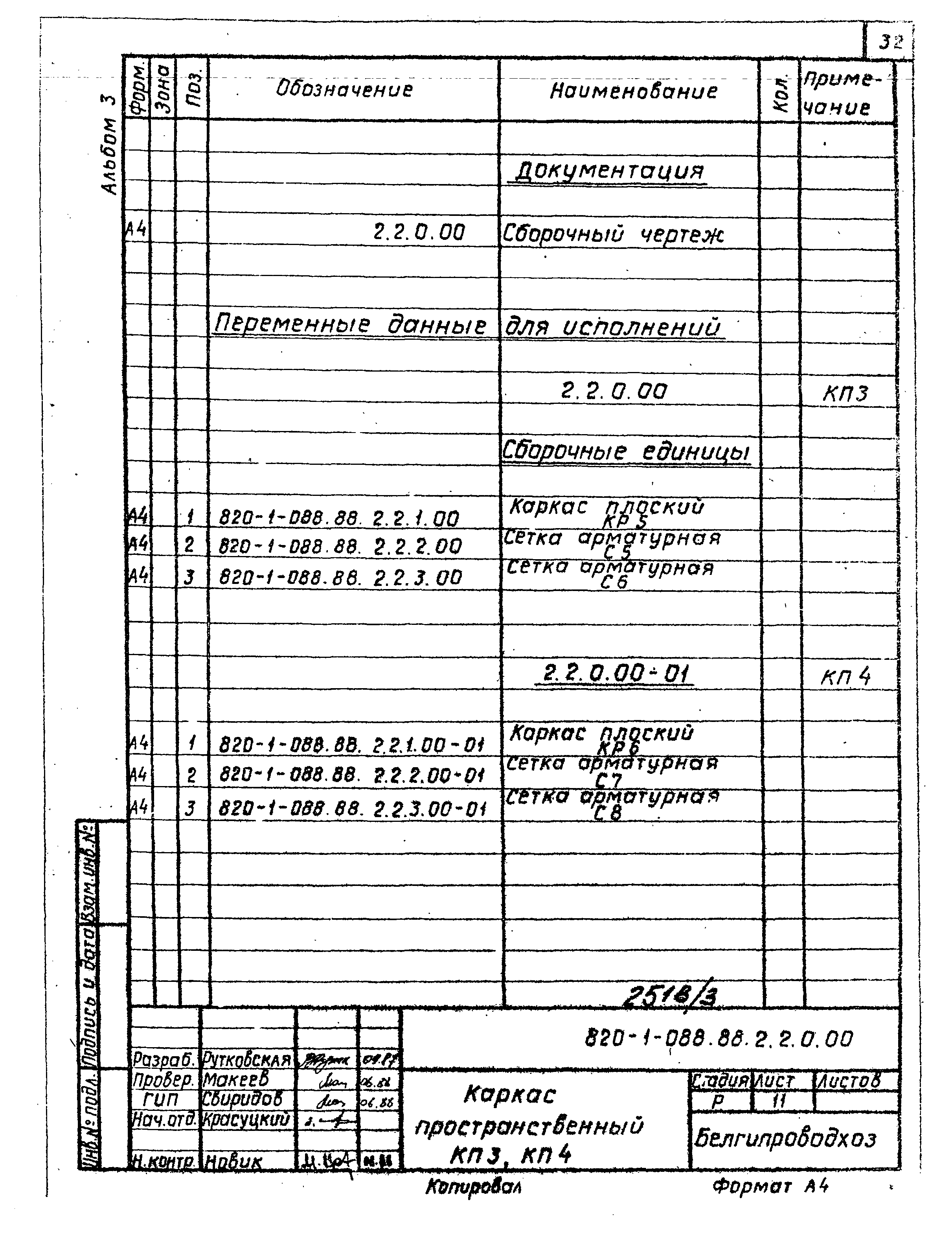 Типовые проектные решения 820-1-088.88