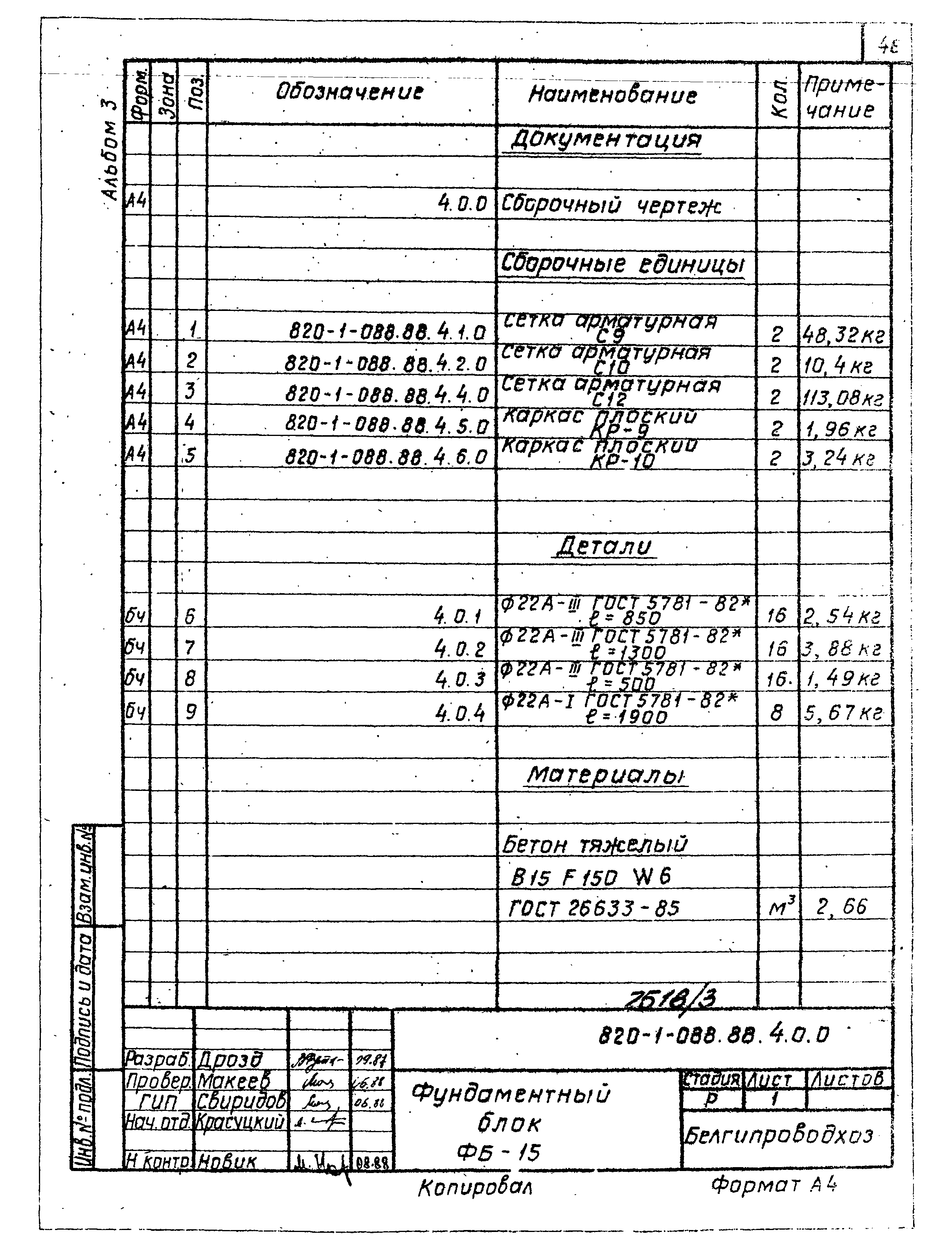 Типовые проектные решения 820-1-088.88