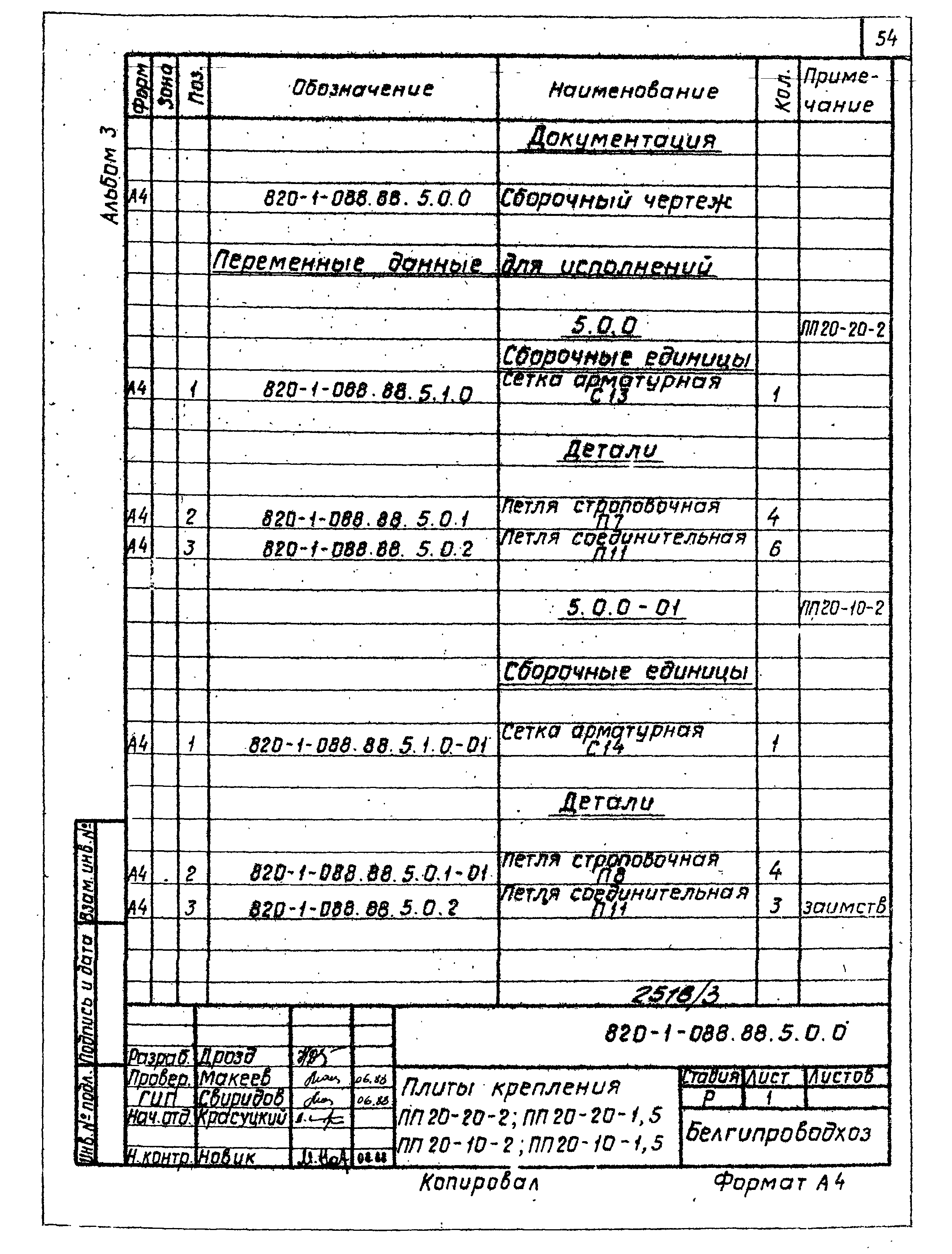 Типовые проектные решения 820-1-088.88