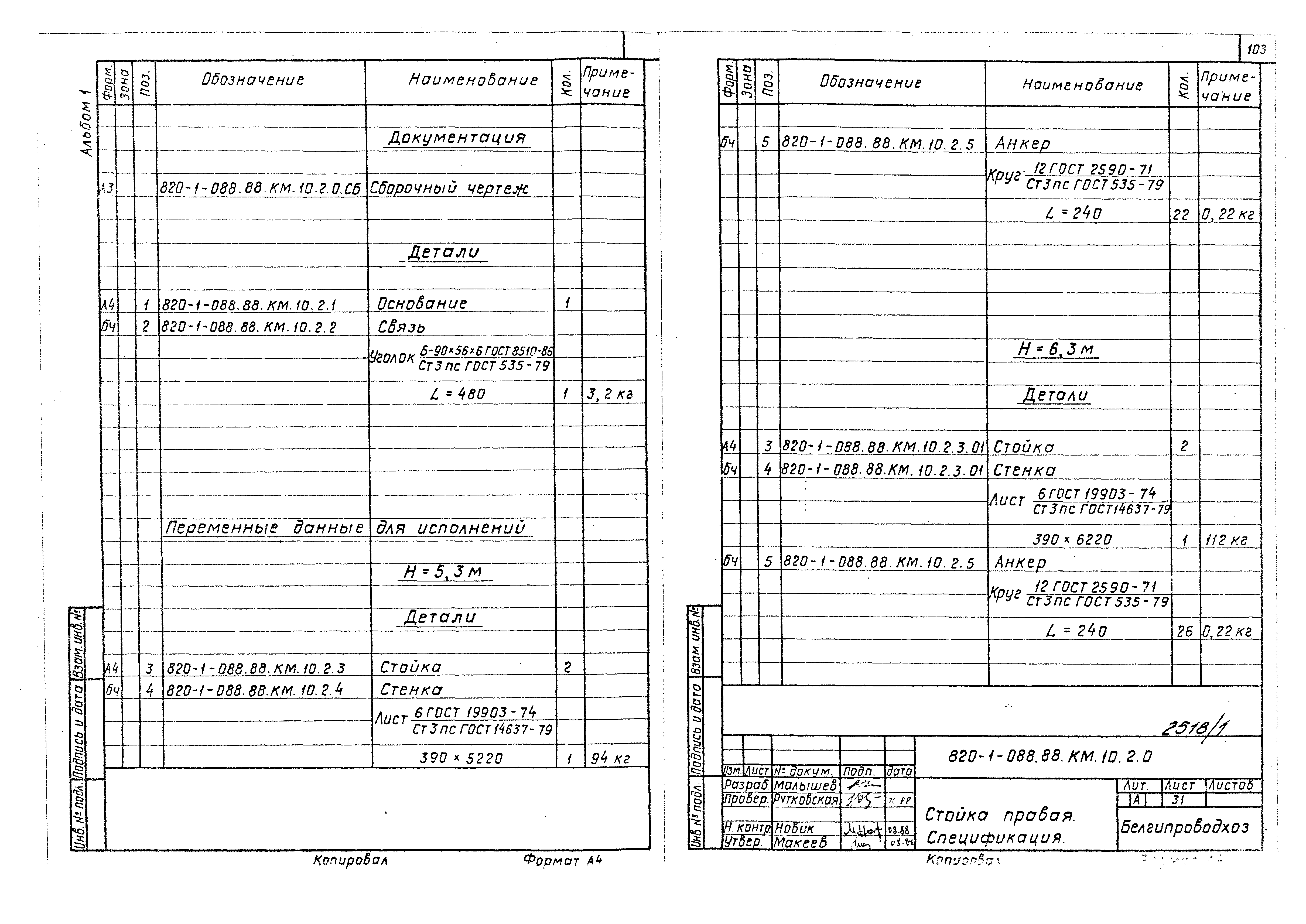Типовые проектные решения 820-1-088.88