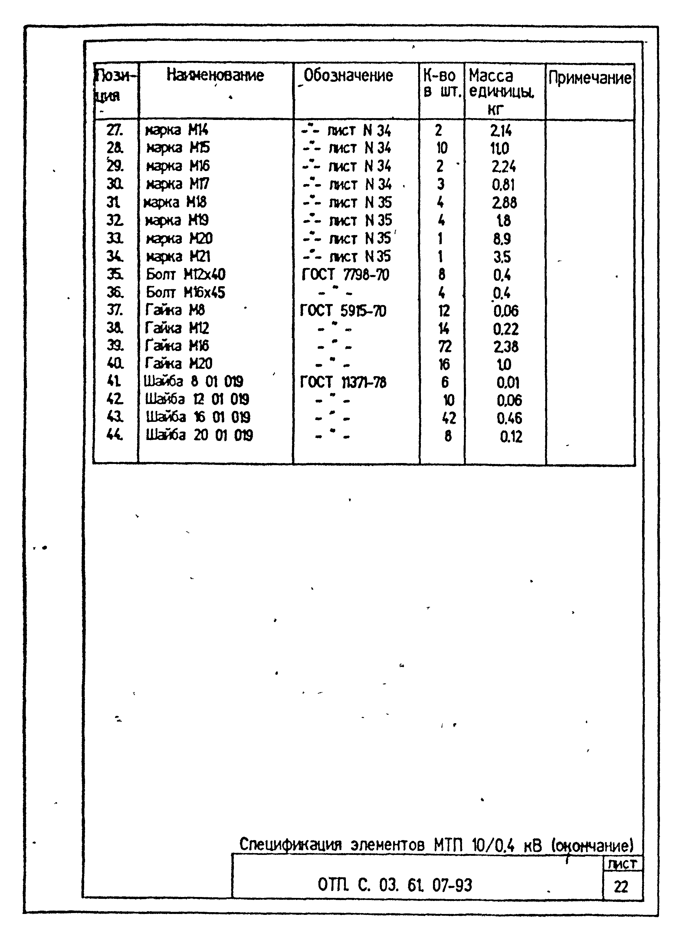 Типовой проект ОТП.С.03.61.07-93