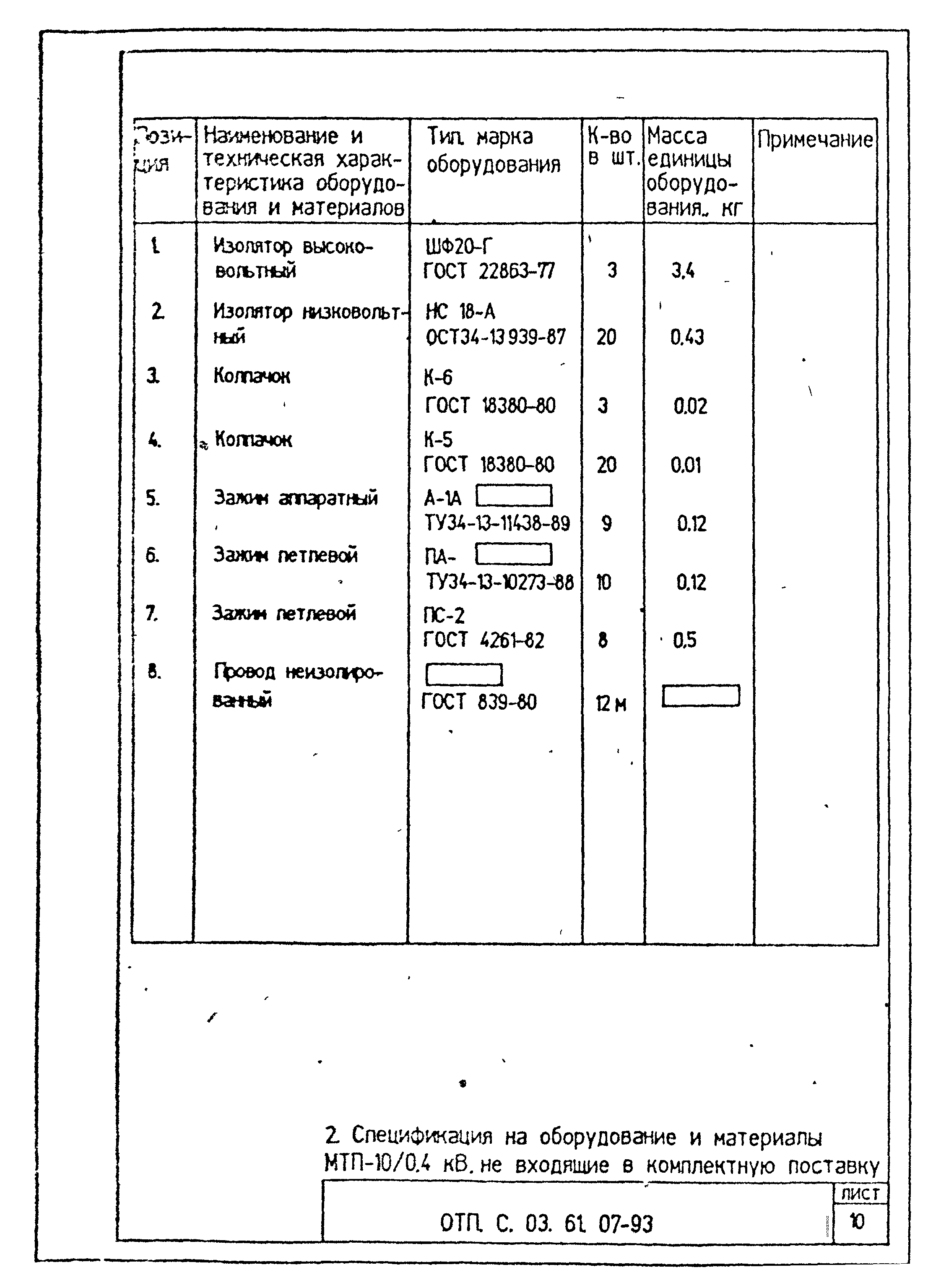 Типовой проект ОТП.С.03.61.07-93