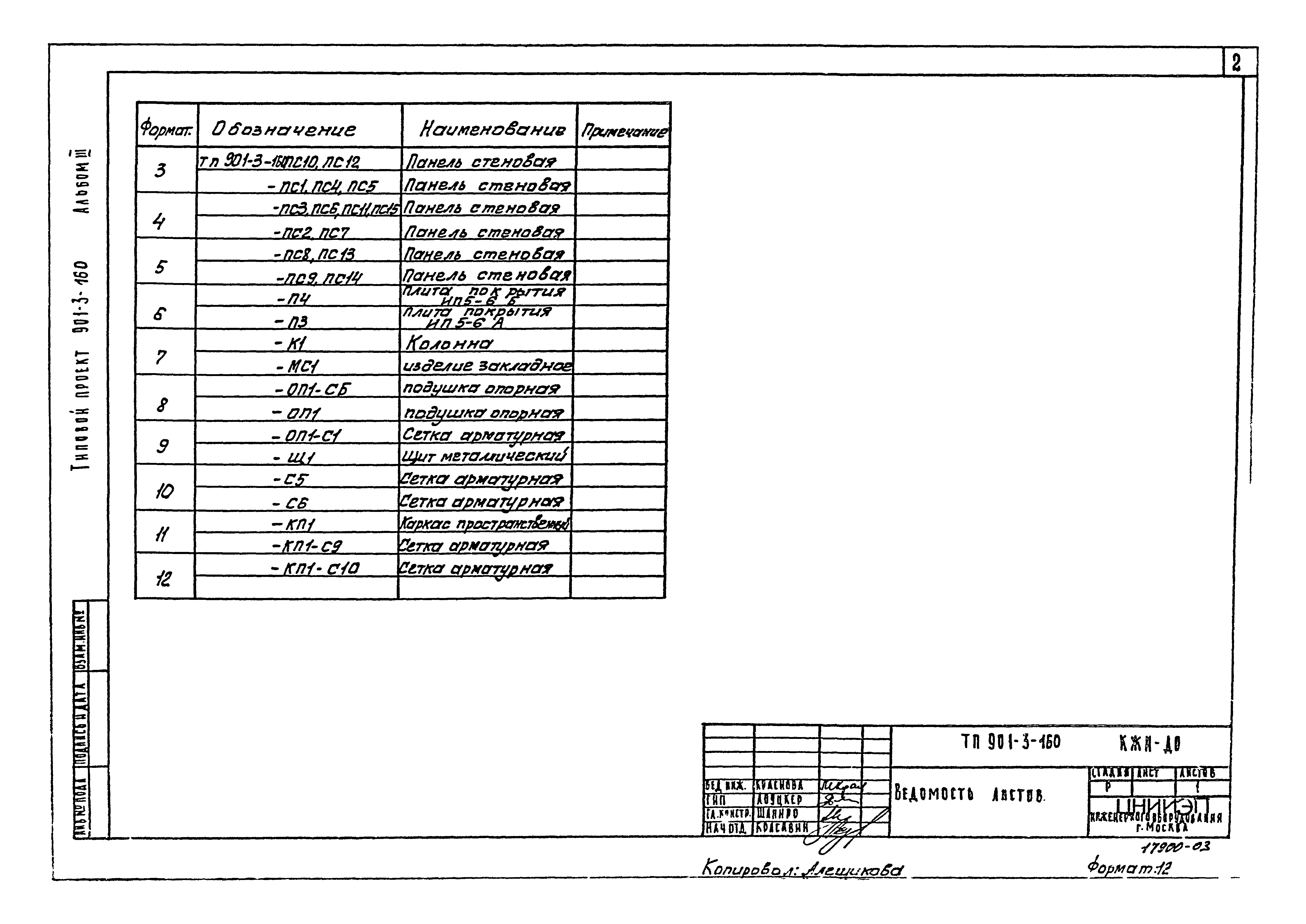 Типовой проект 901-3-160