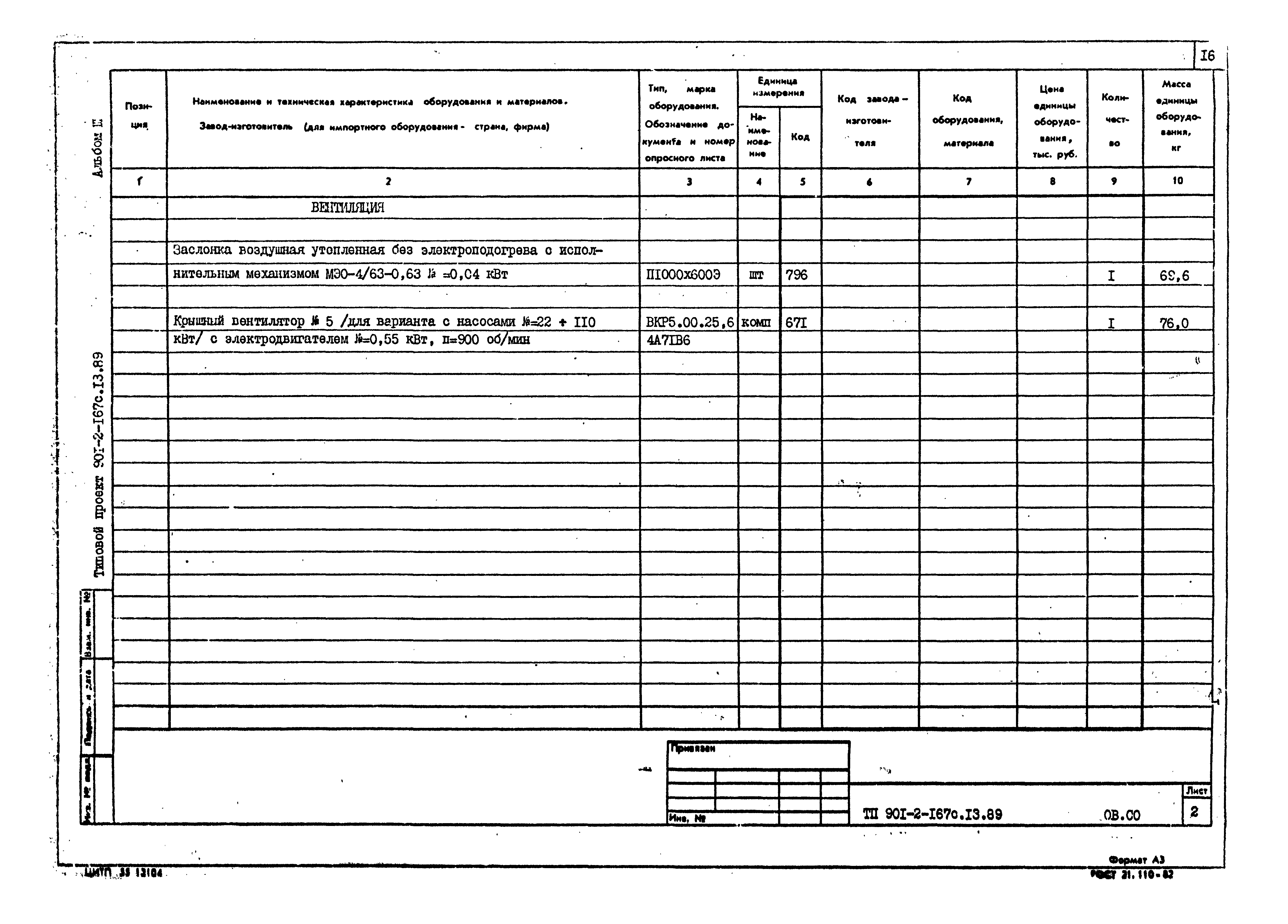 Типовой проект 901-2-167с.13.89