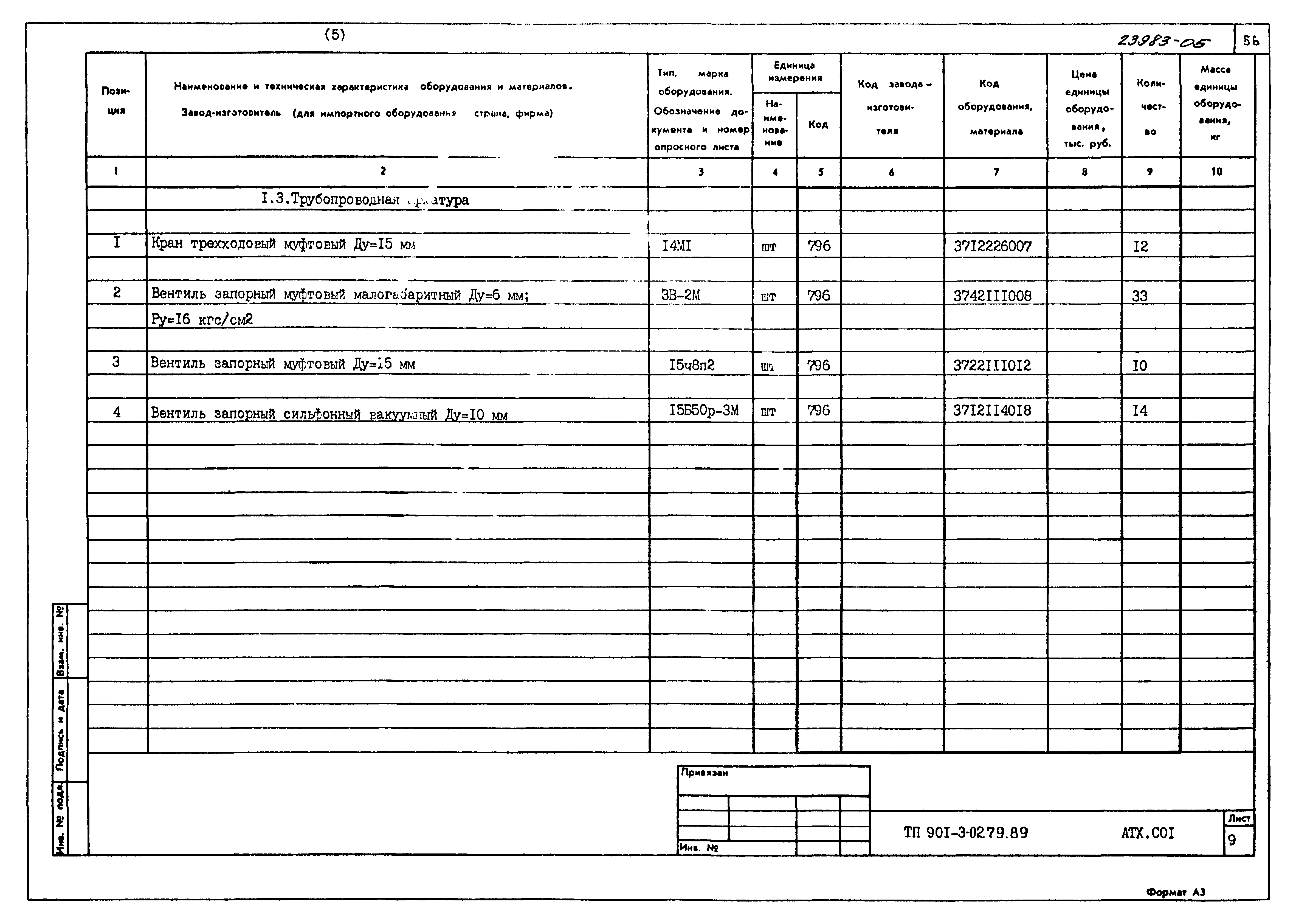 Типовые проектные решения 901-3-0279.89