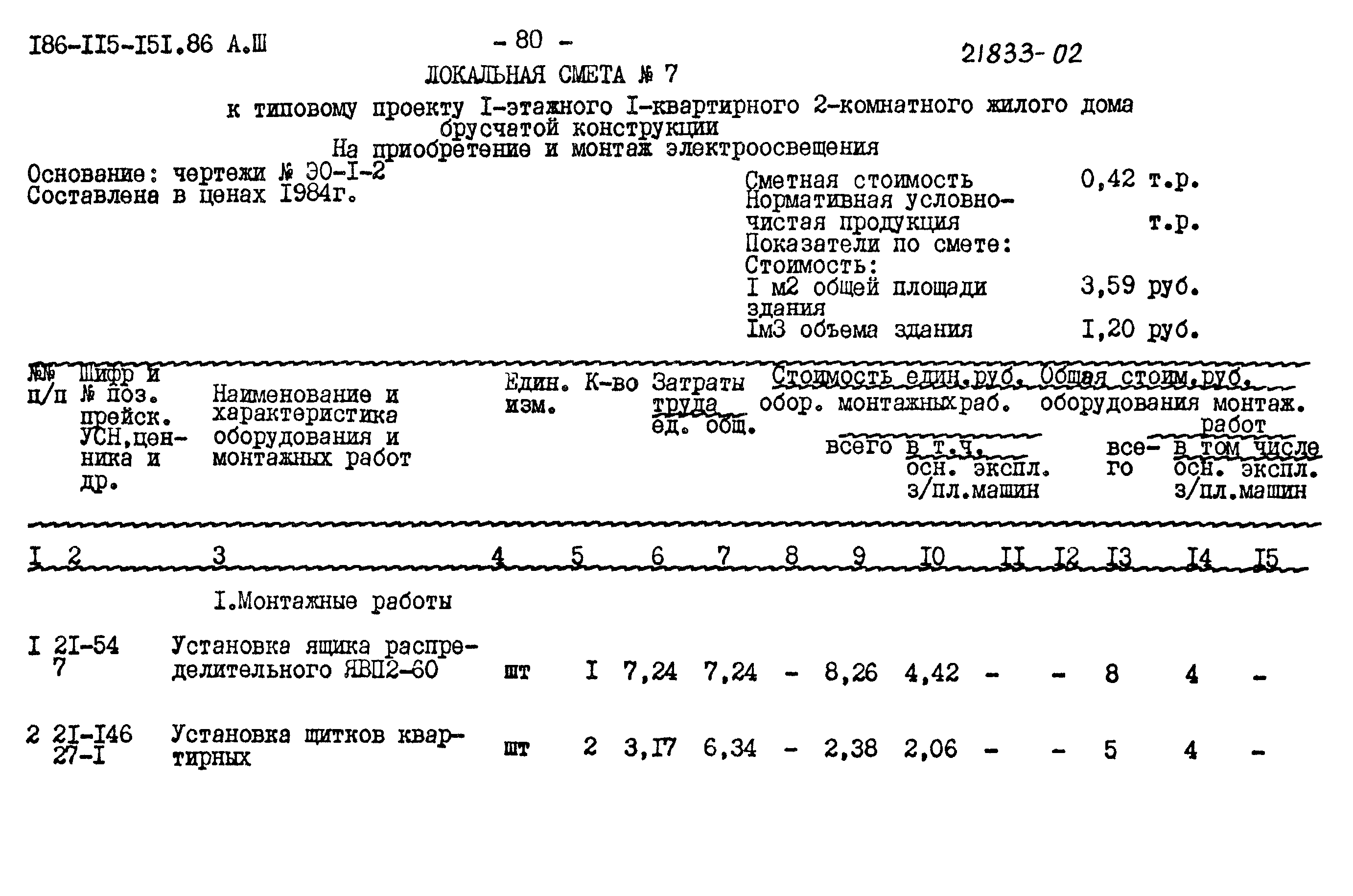 Скачать Типовой проект 186-115-151.86 Альбом III. Сметы