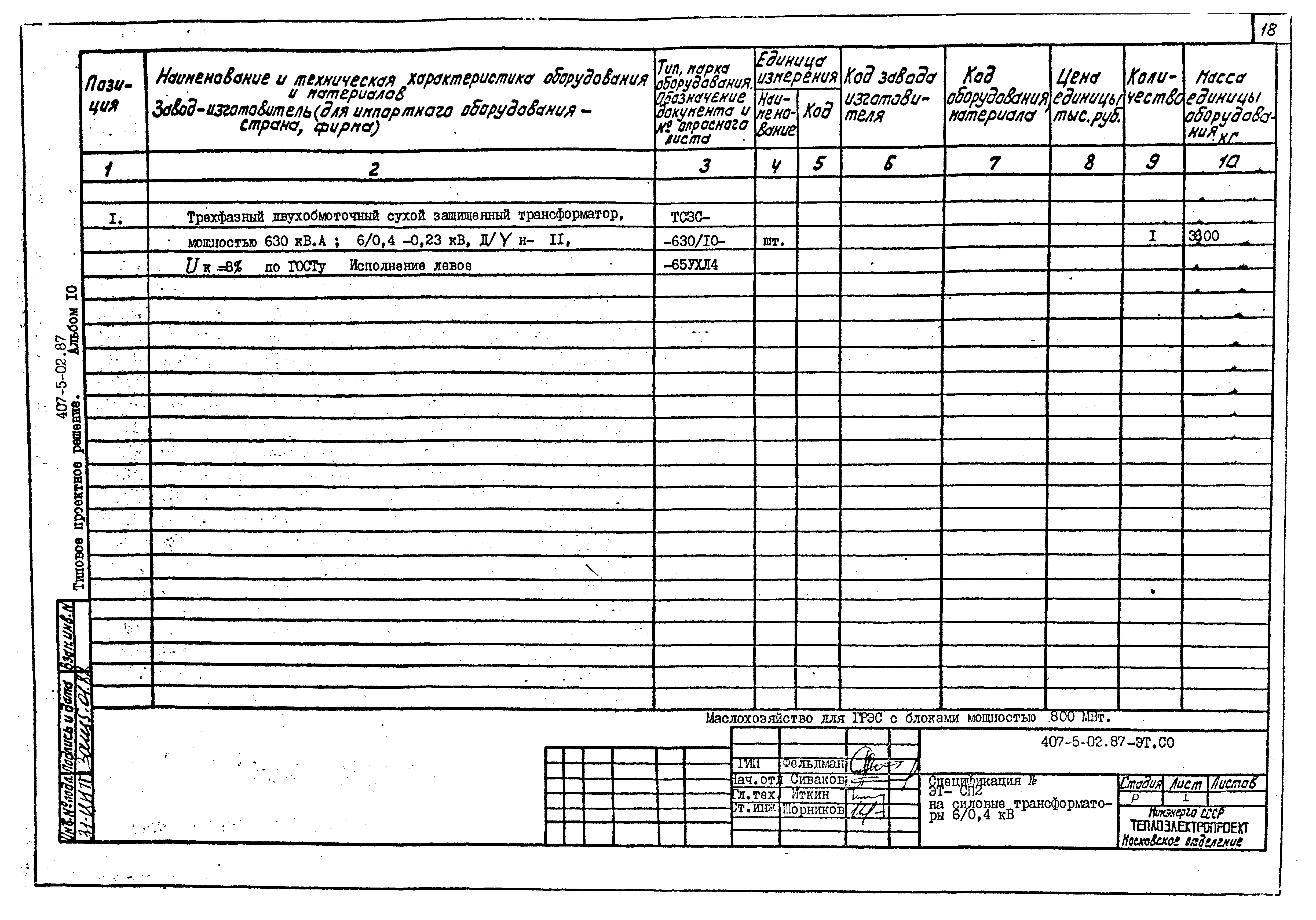 Работа со спецификациями