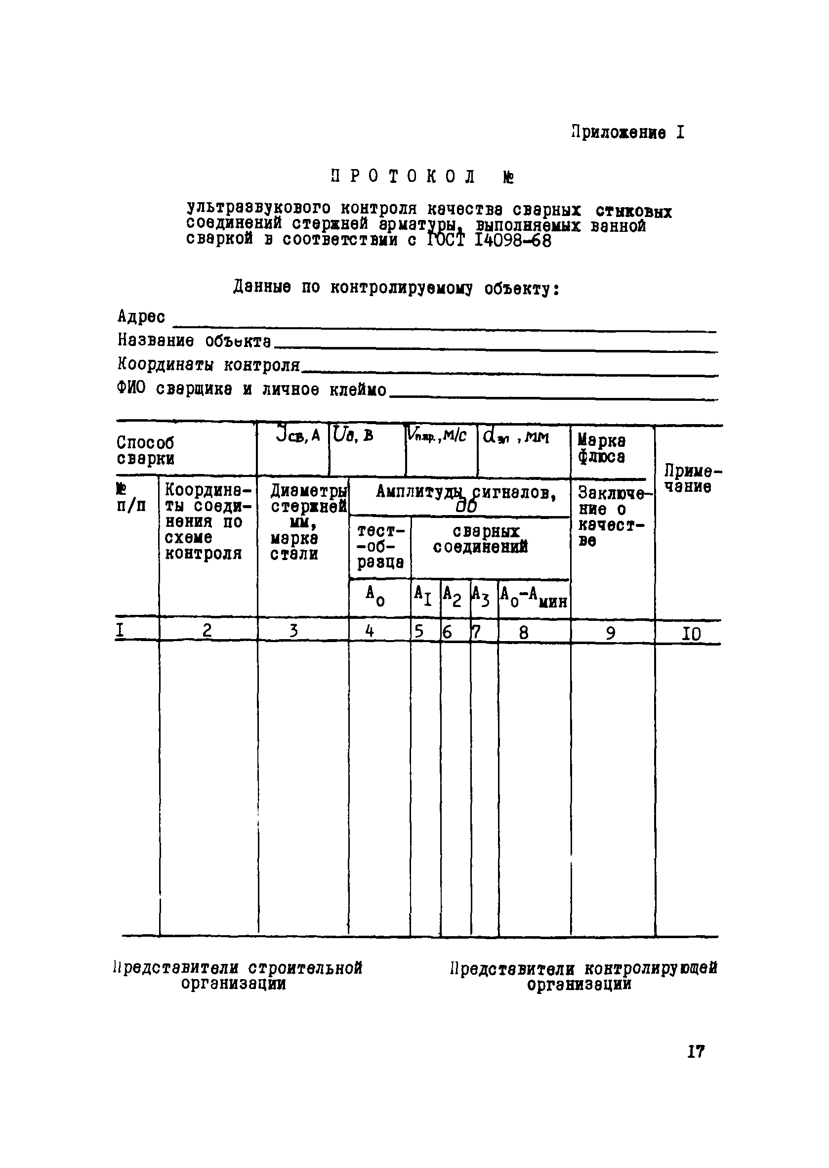 Акт контроля сварных соединений образец