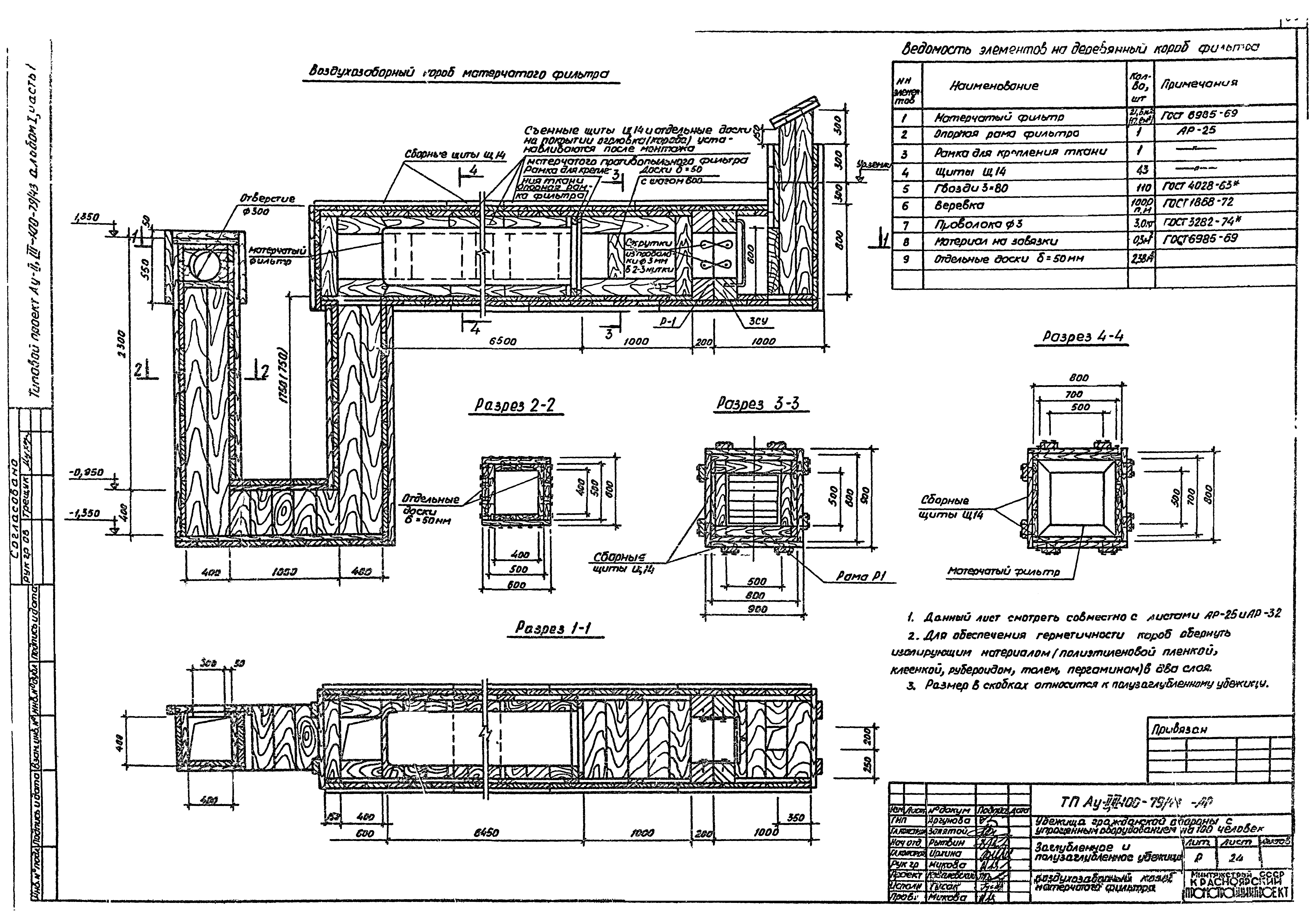 Типовой проект Ау-II,III-100-79/43