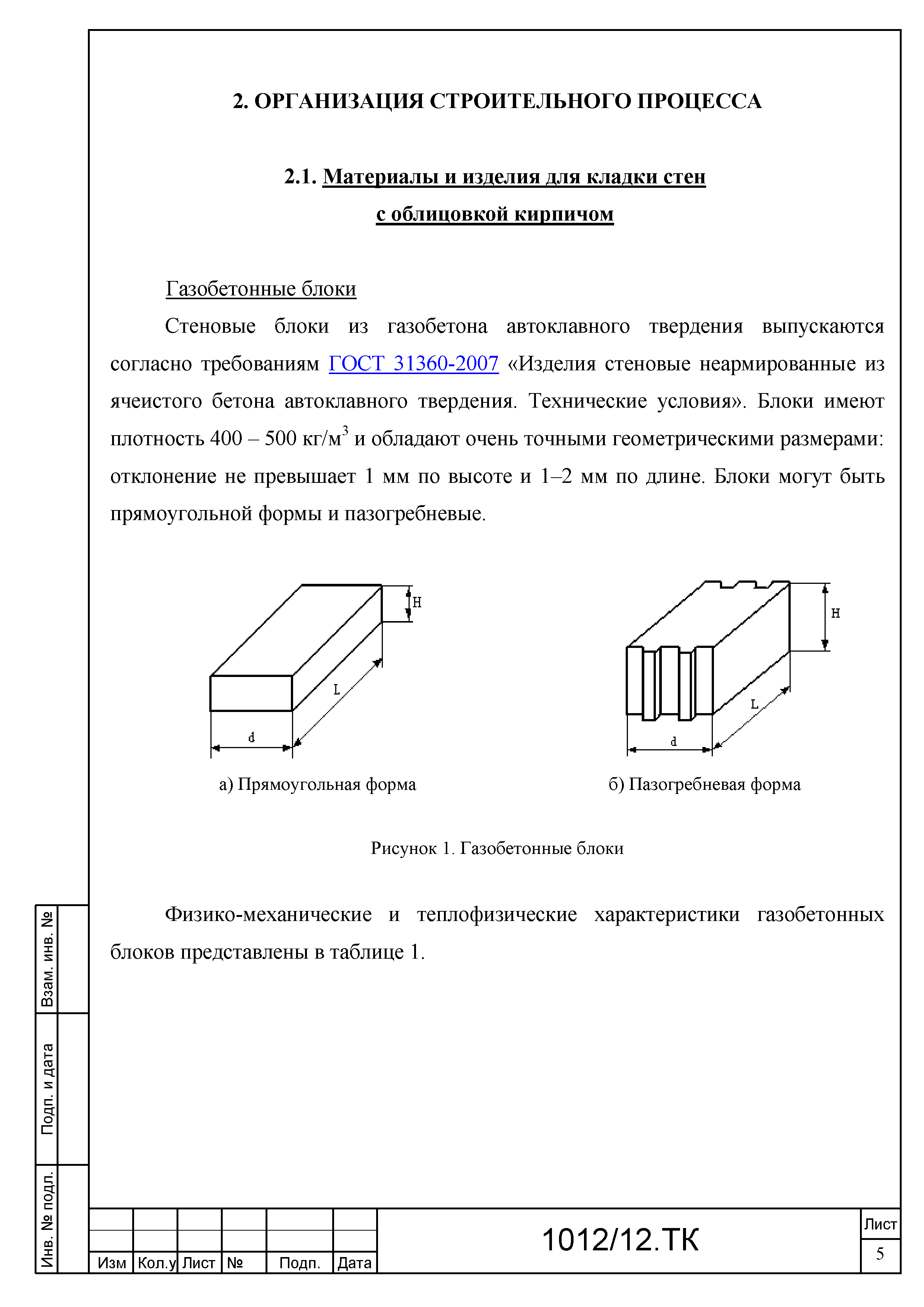 Тех карта на кирпичную кладку стен