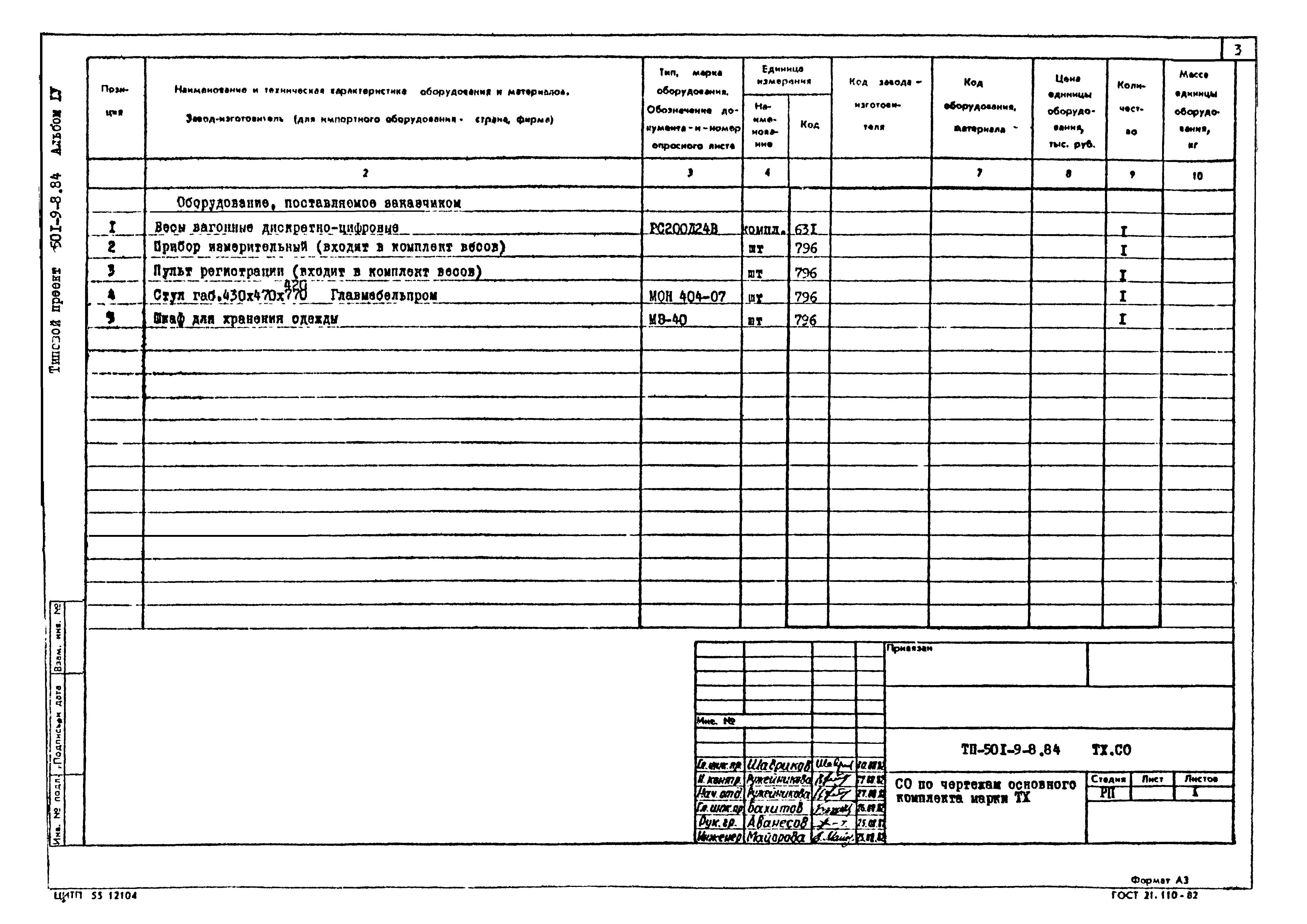Типовой проект 501-9-8.84