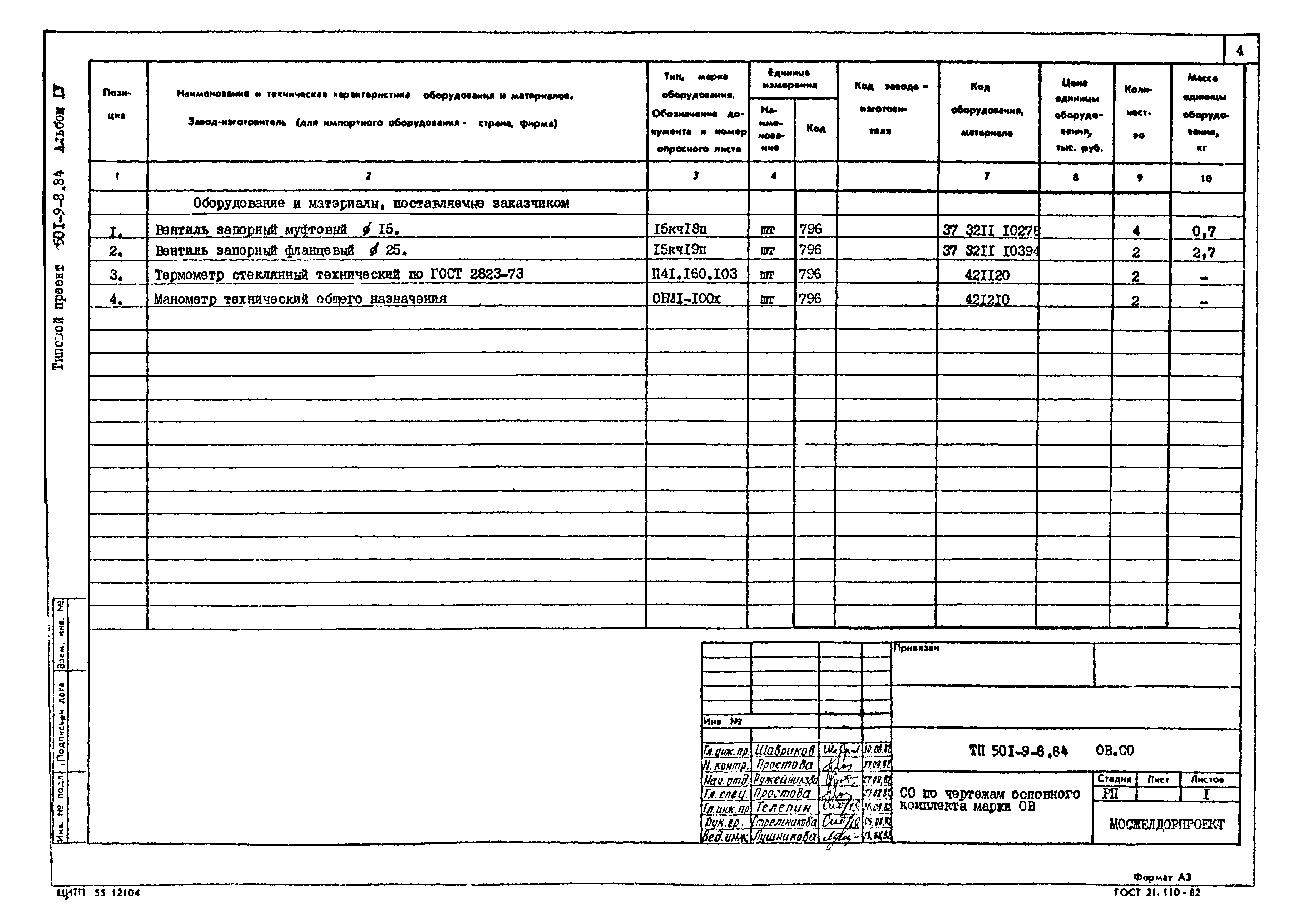 Типовой проект 501-9-8.84