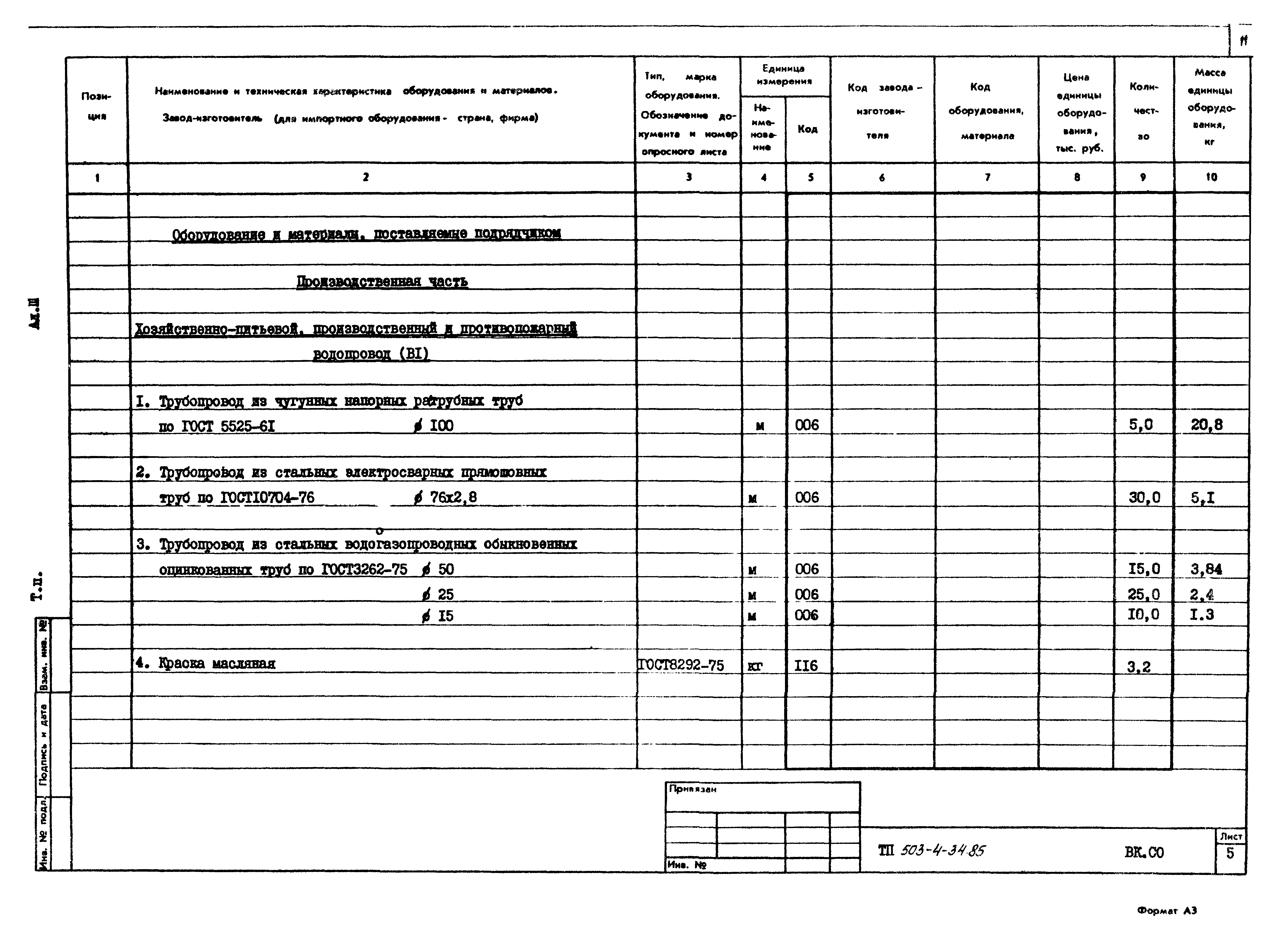 Типовой проект 503-4-34.85
