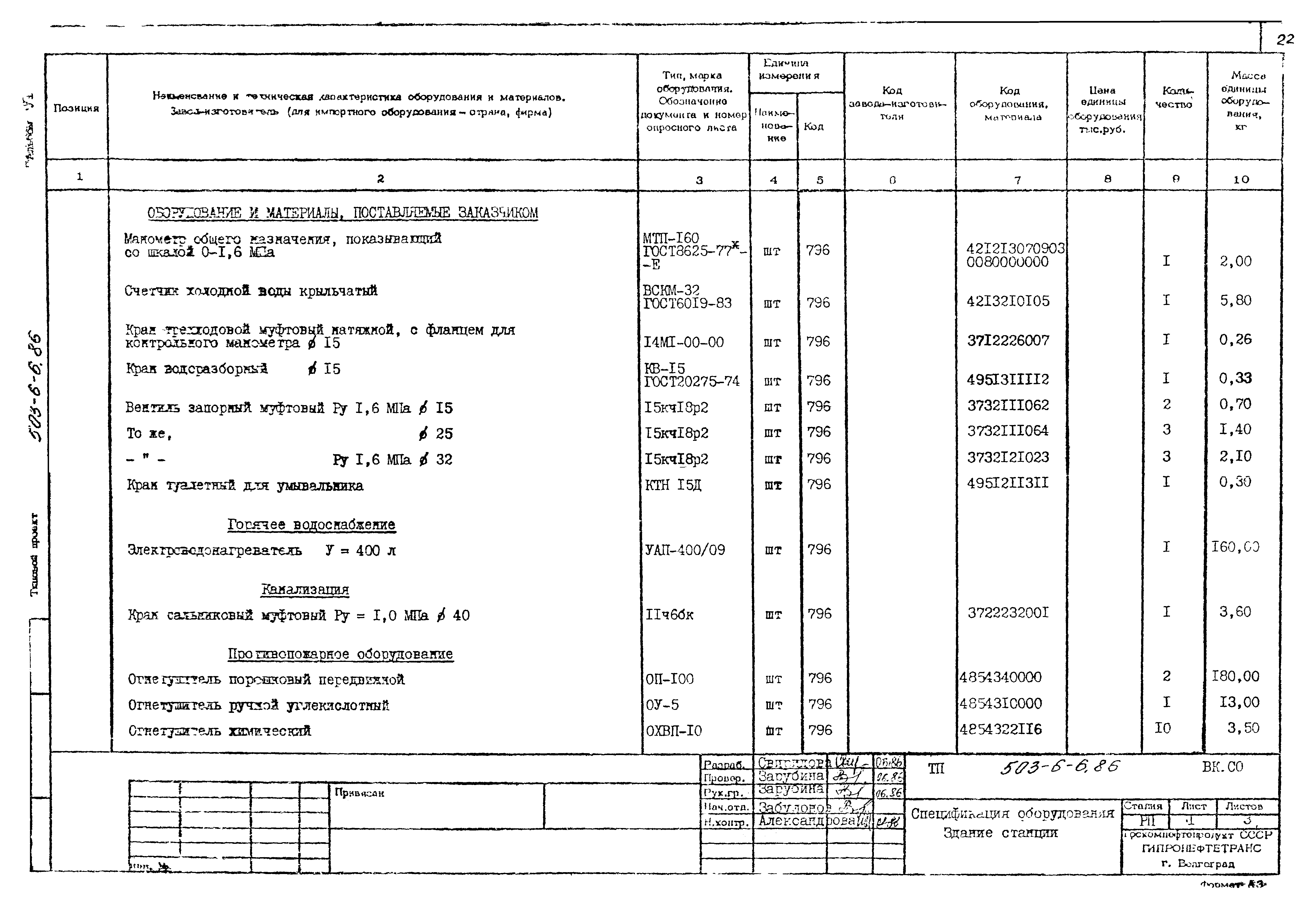 Типовой проект 503-6-6.86
