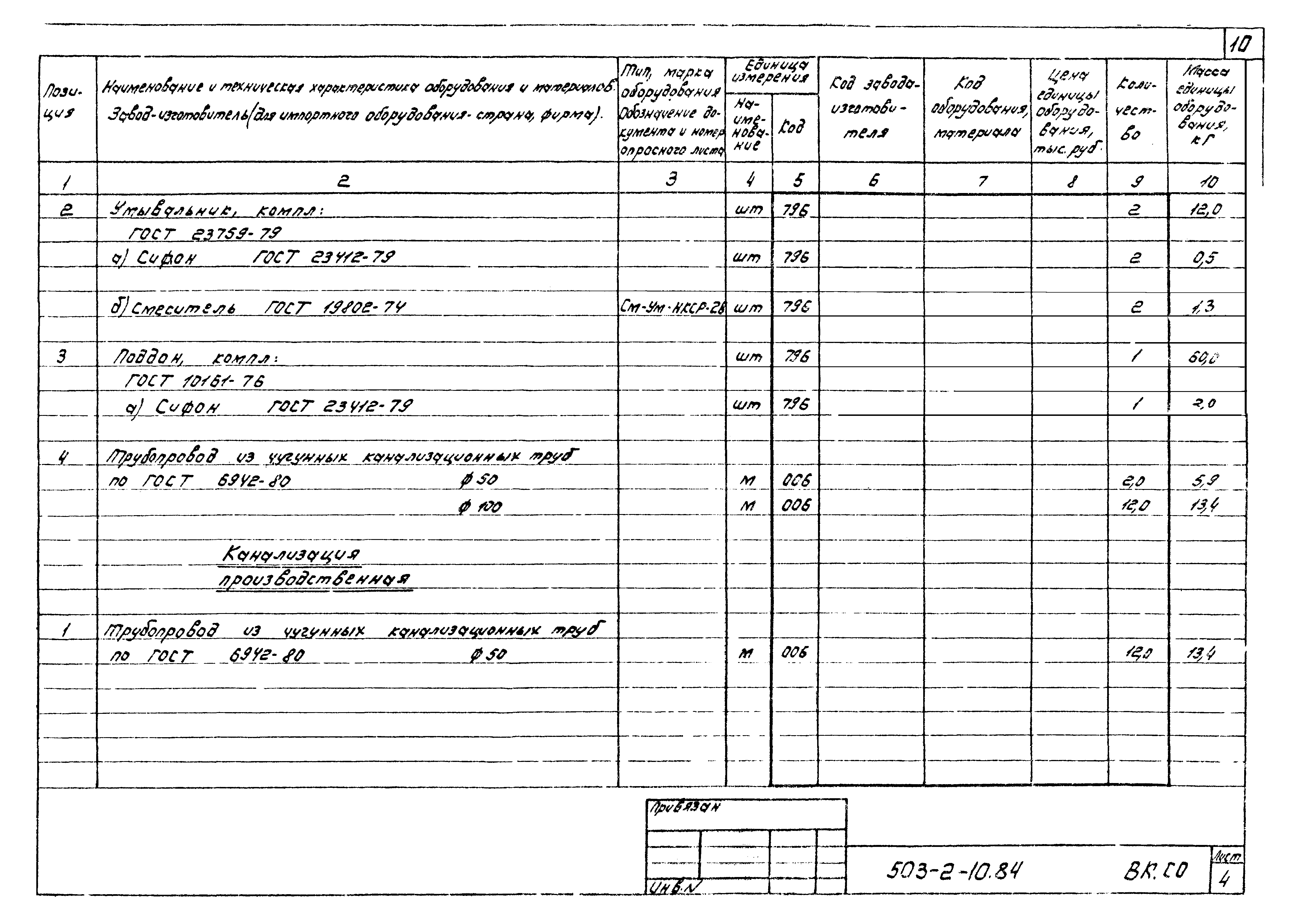 Типовой проект 503-2-10.84