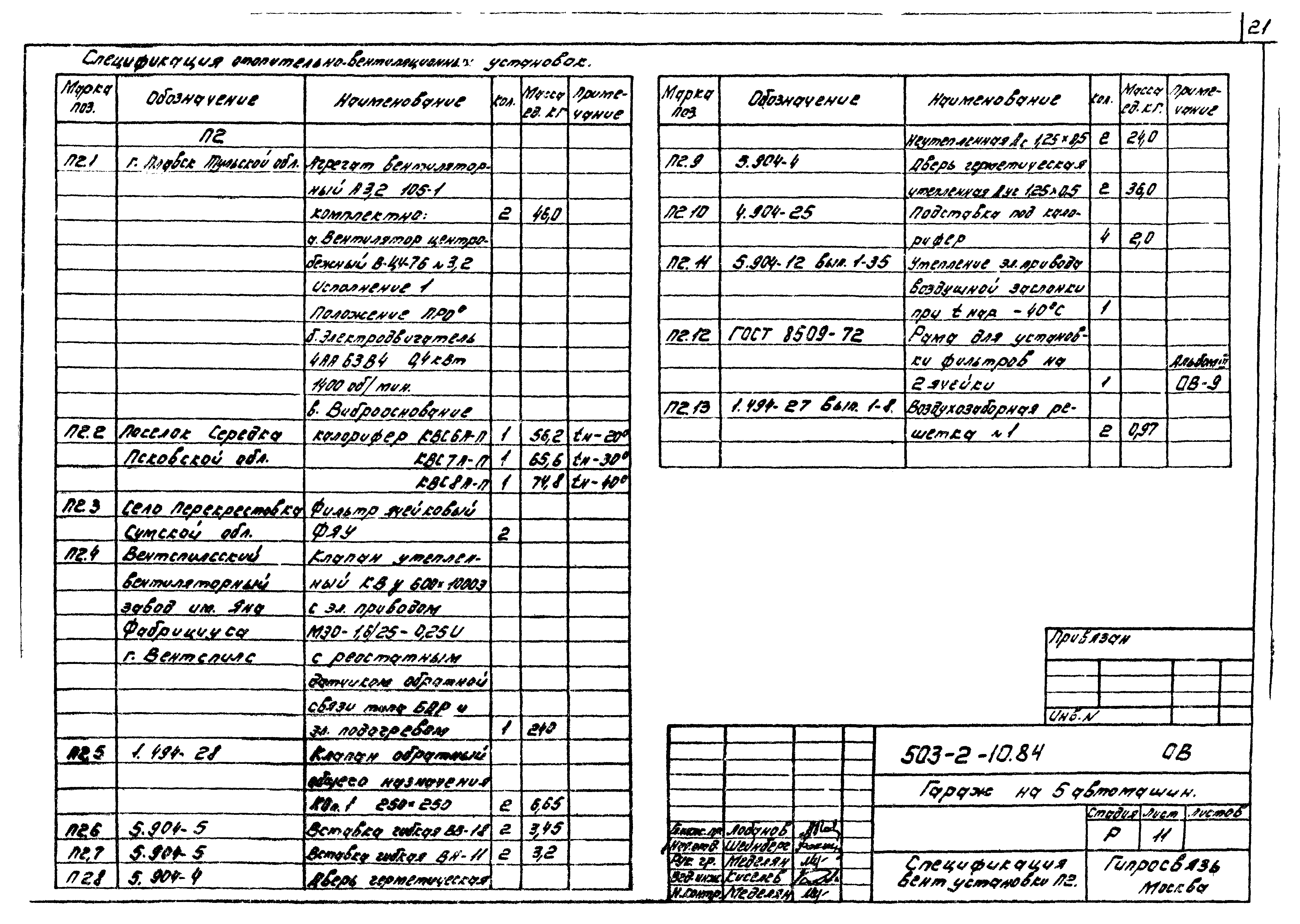 Типовой проект 503-2-10.84