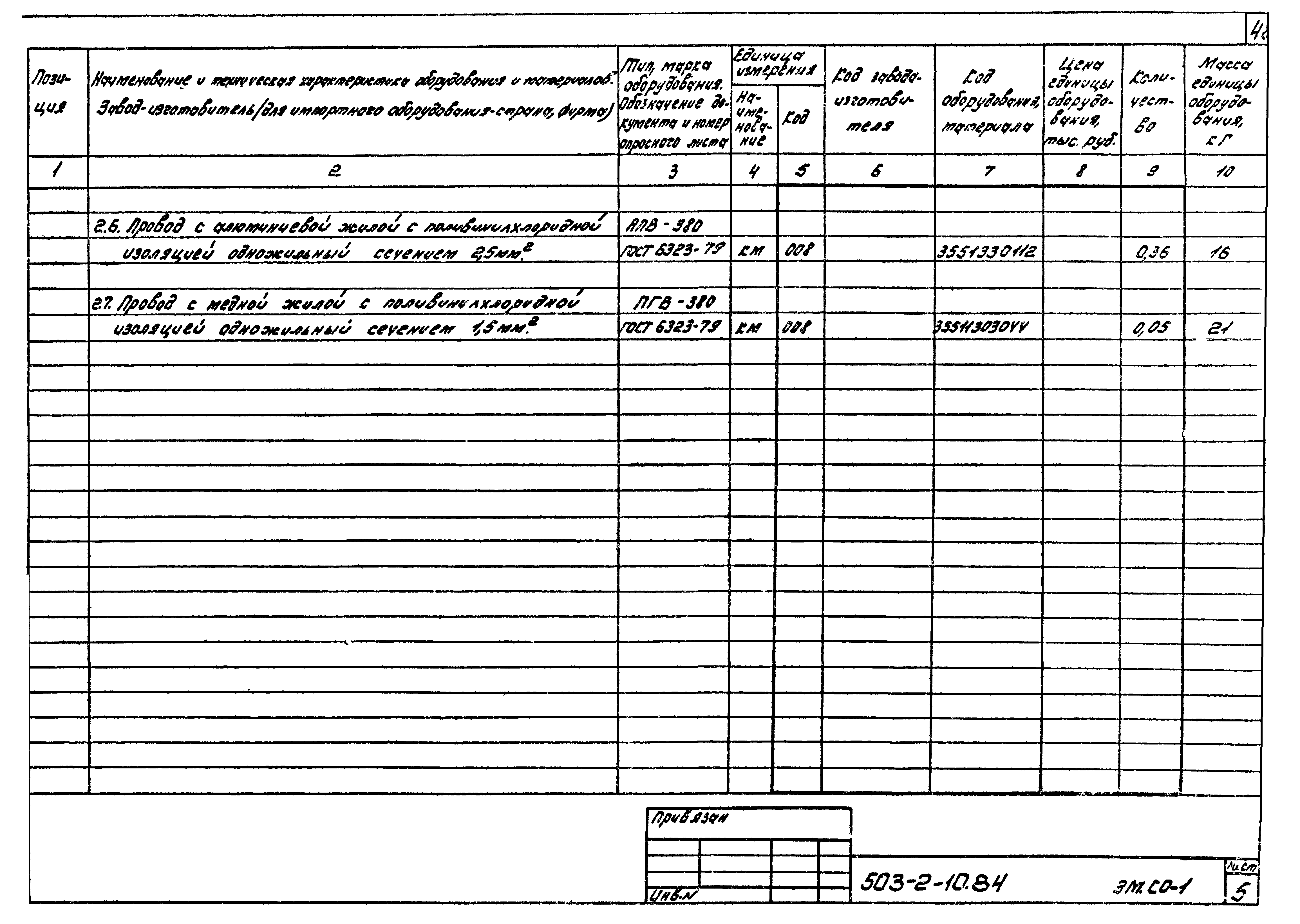 Типовой проект 503-2-10.84