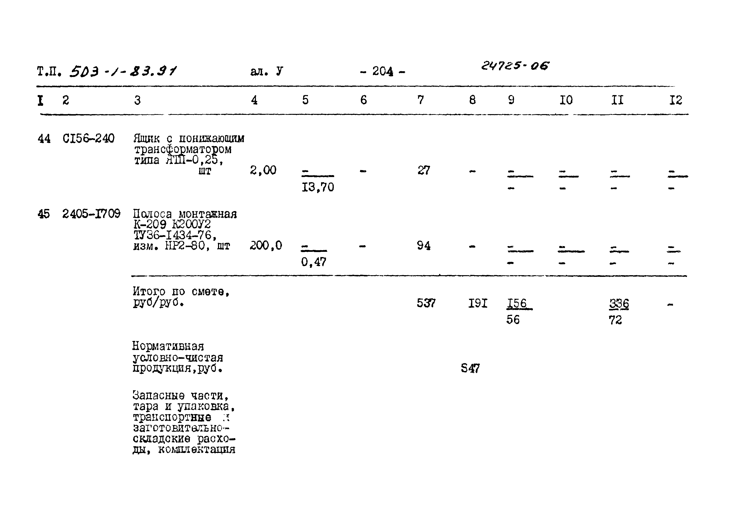Типовой проект 503-1-83.91