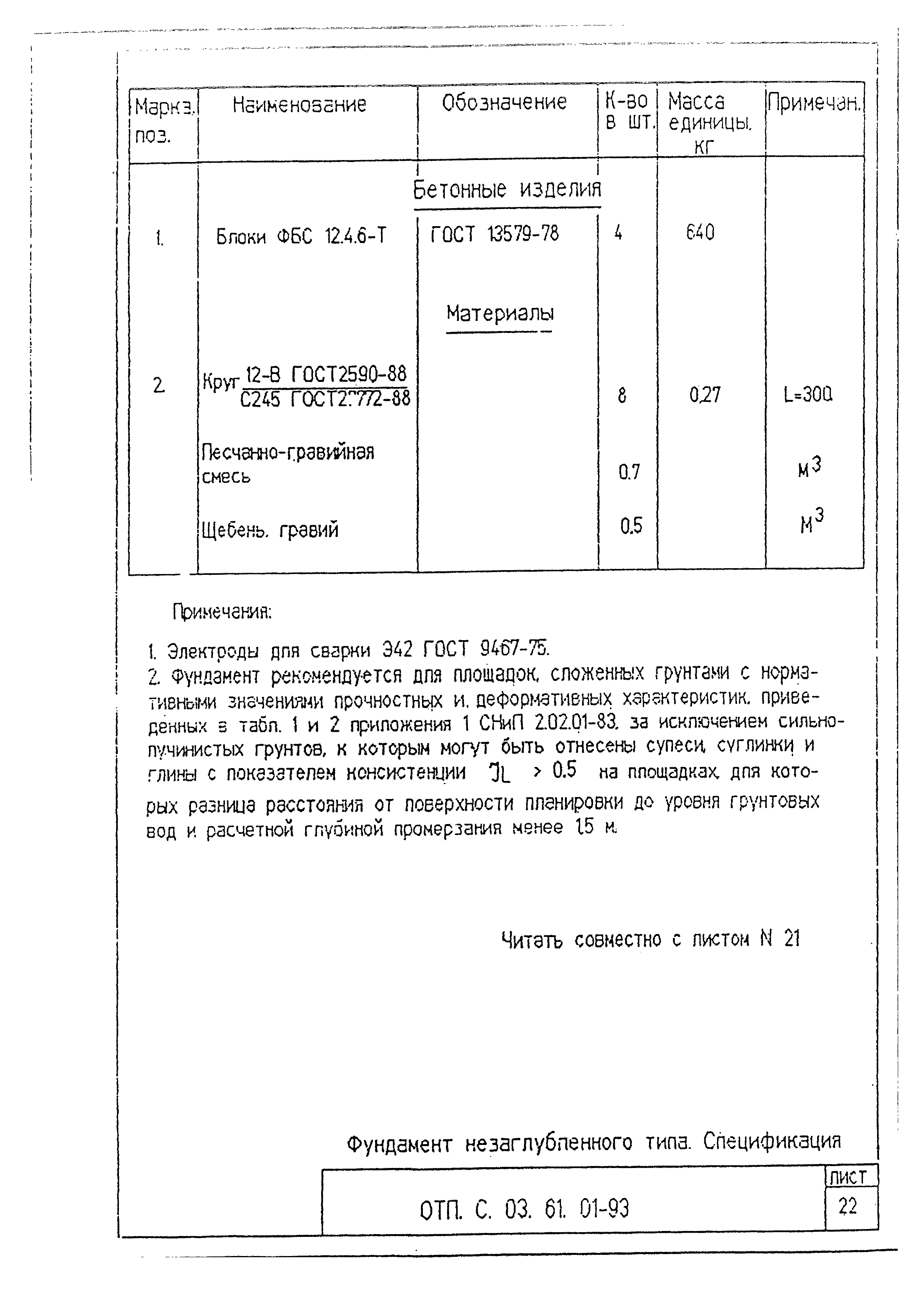 Типовой проект ОТП.С.03.61.01-93