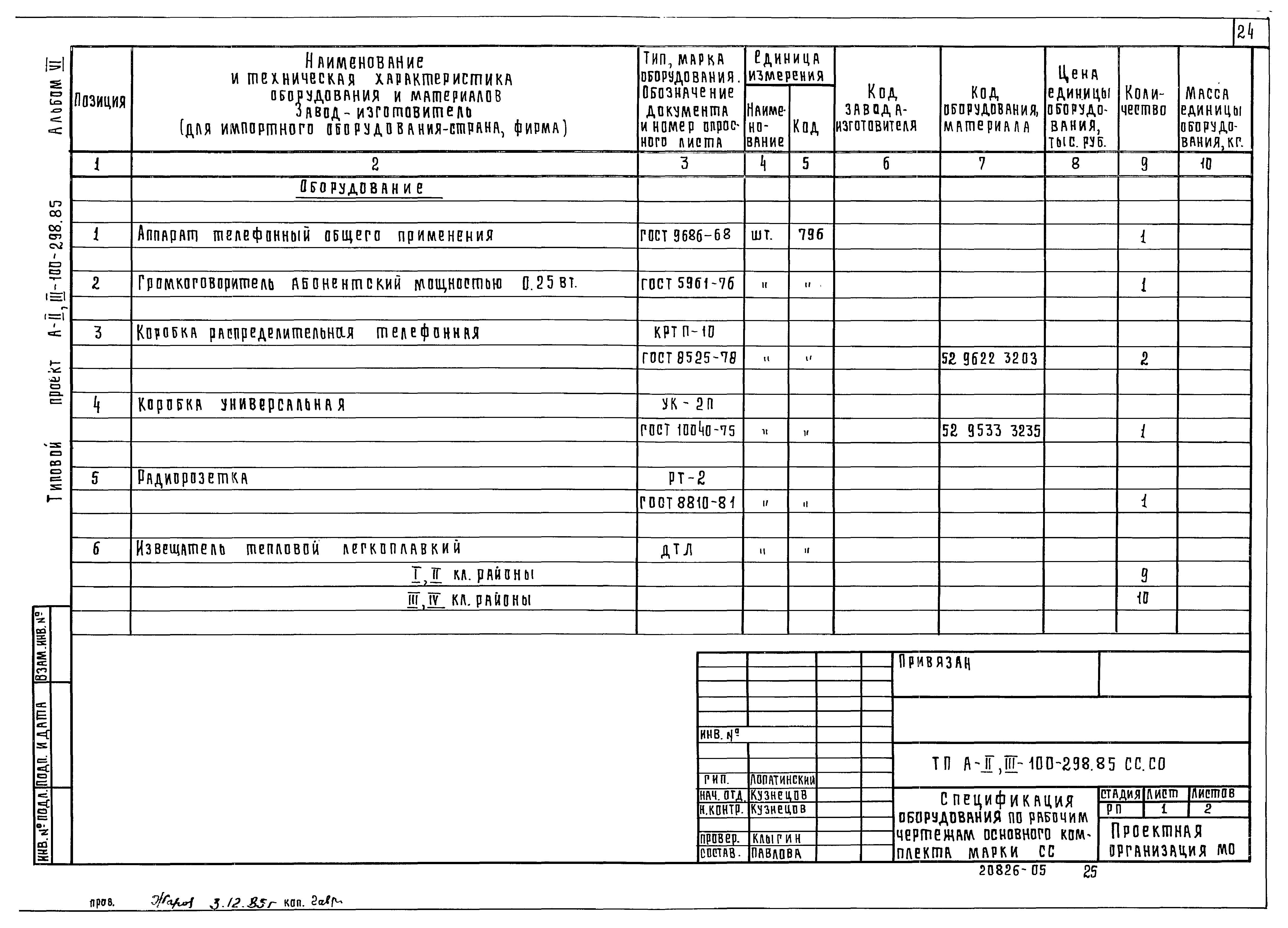 Типовой проект А-II,III-100-298.85