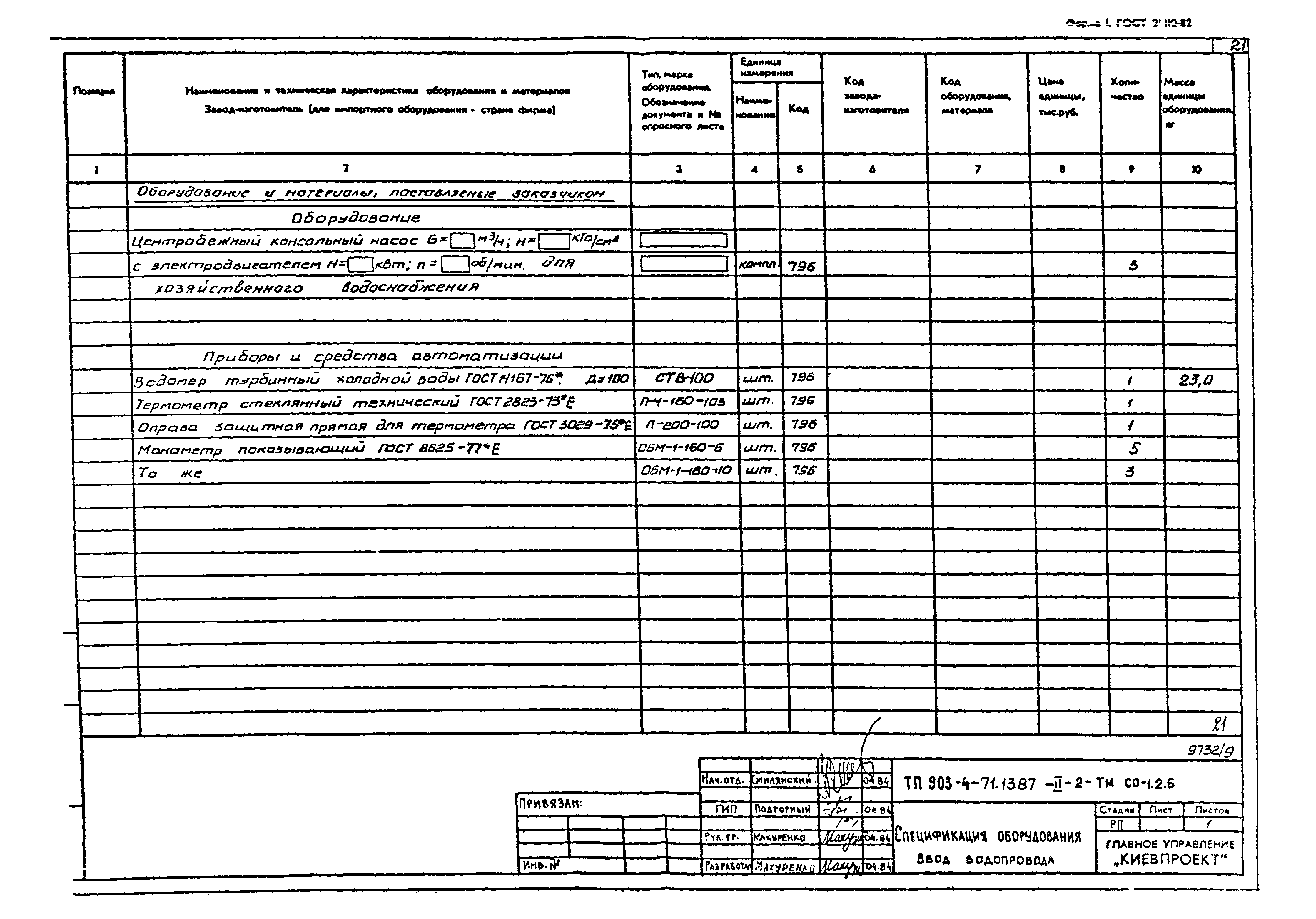 Типовой проект 903-4-71.13.87