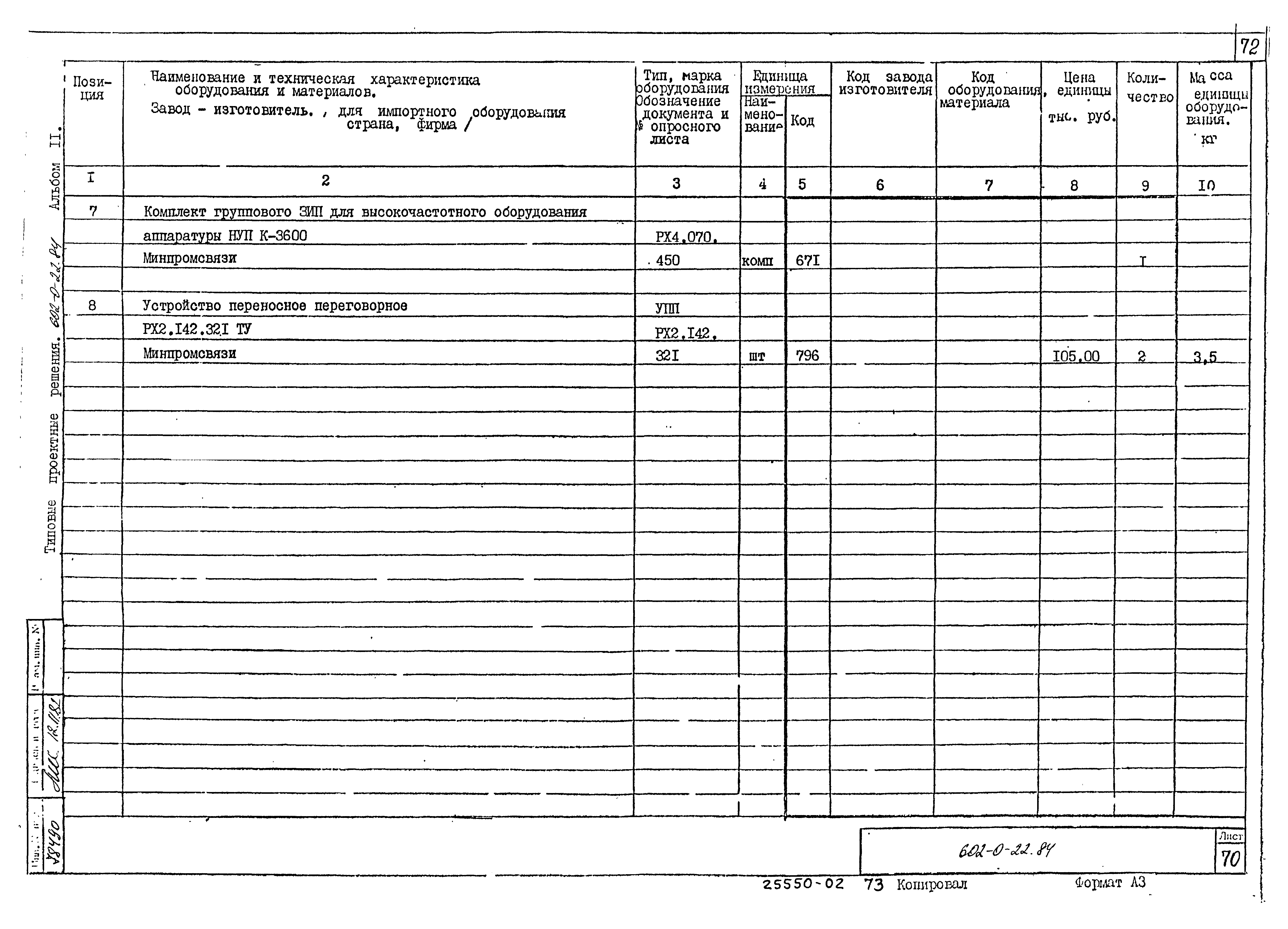 Типовые проектные решения 602-0-22.84