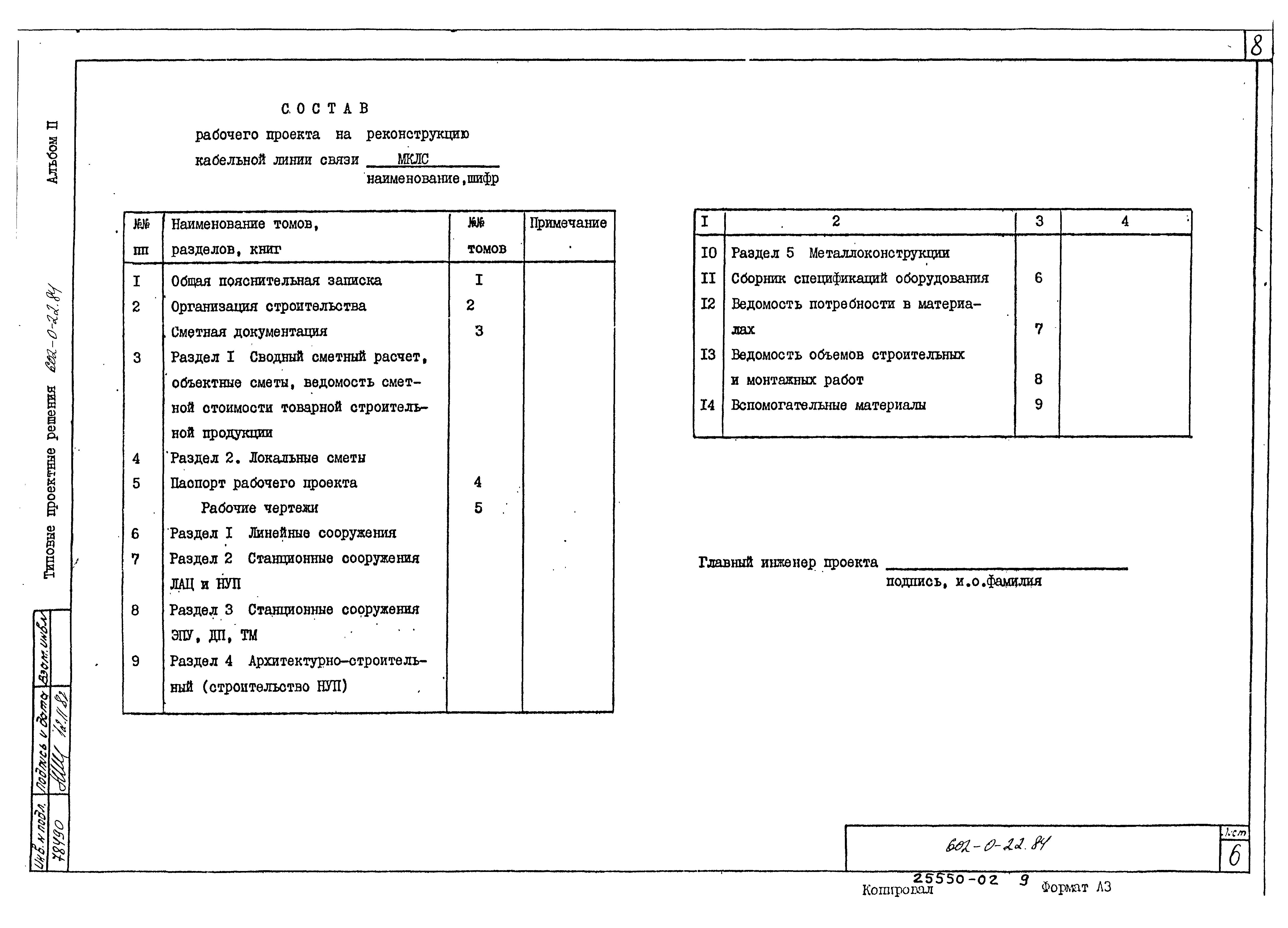 Типовые проектные решения 602-0-22.84