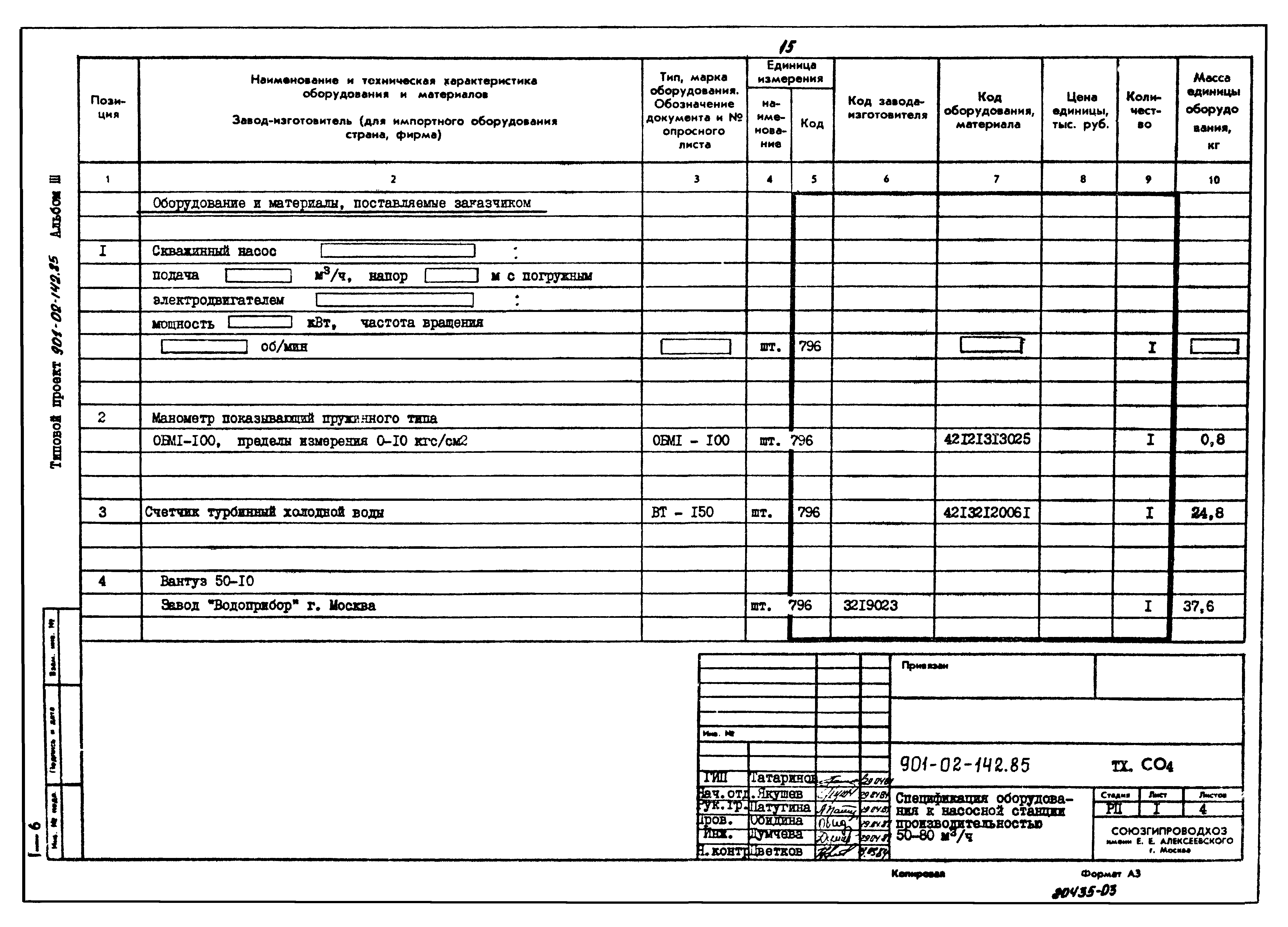 Типовые проектные решения 901-02-142.85