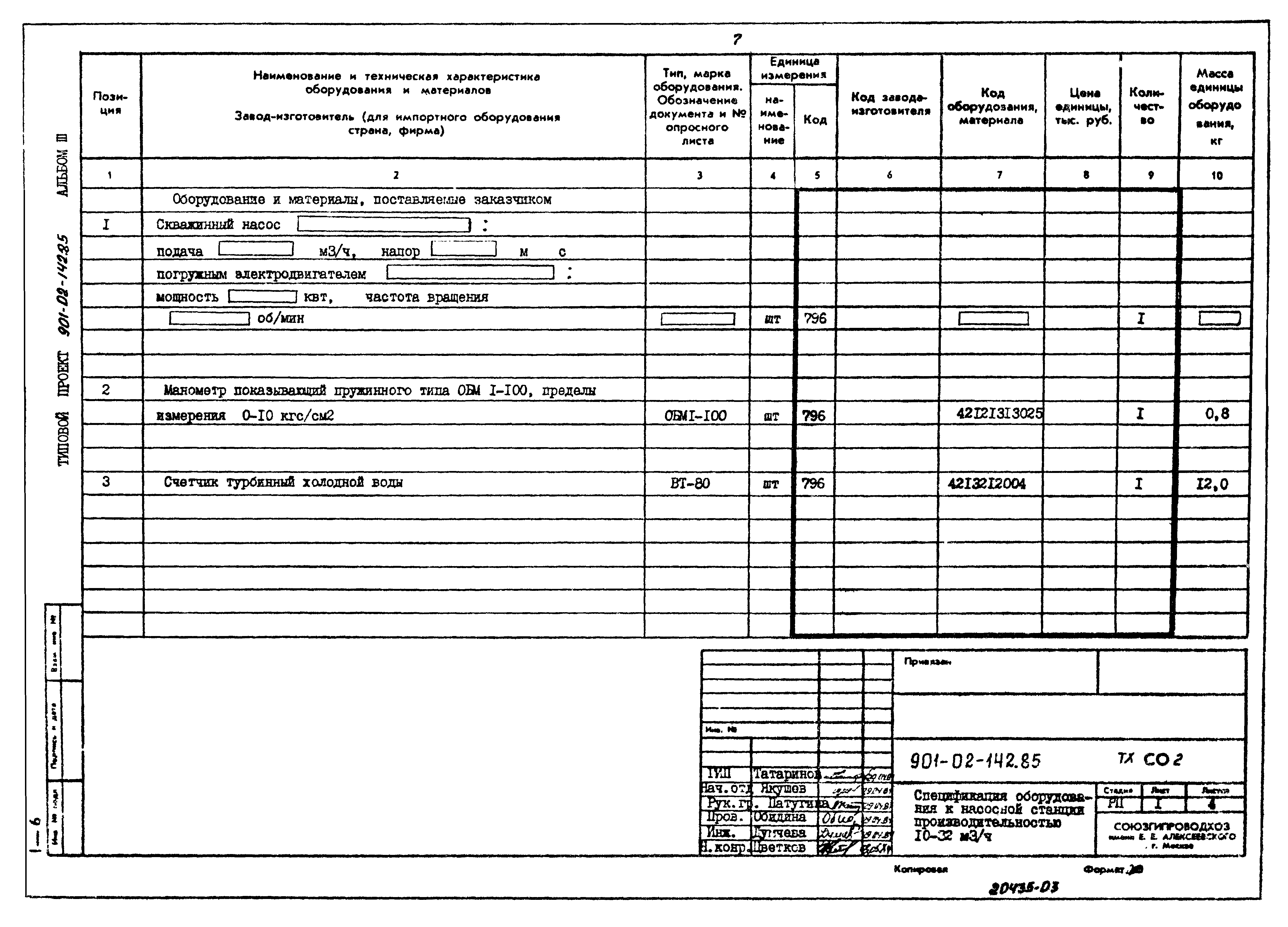Типовые проектные решения 901-02-142.85