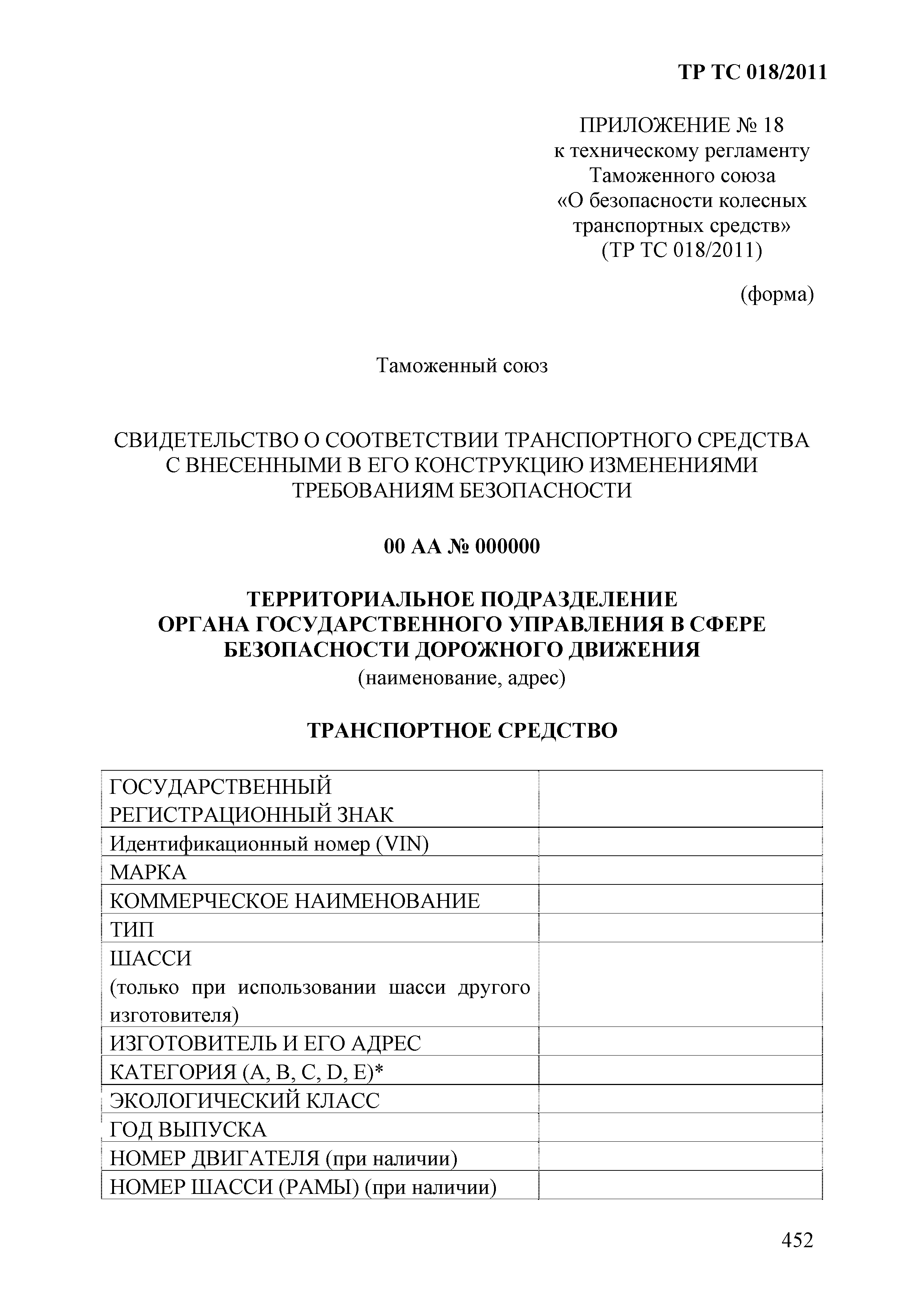 Технический регламент Таможенного союза 018/2011