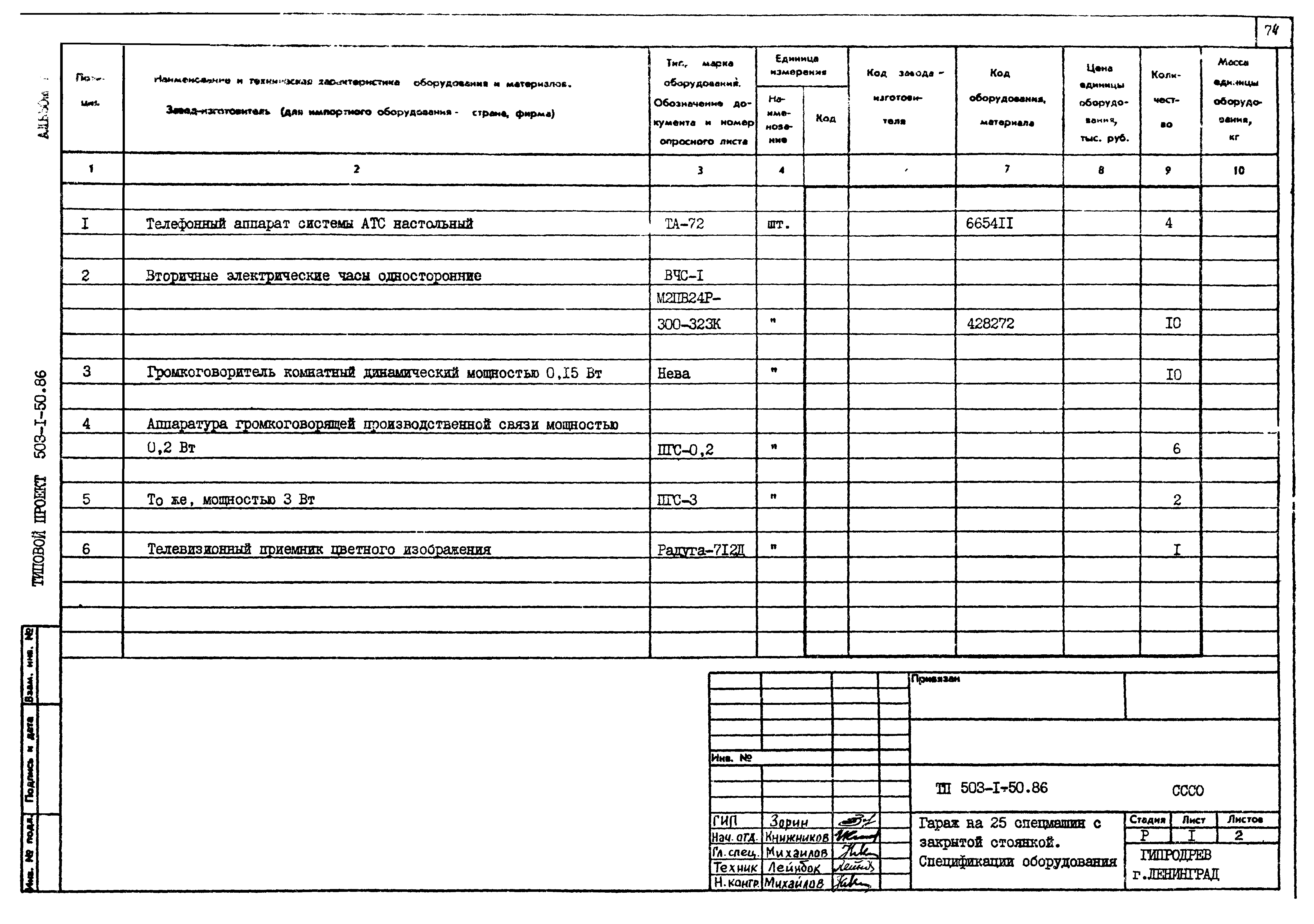 Типовой проект 503-1-50.86
