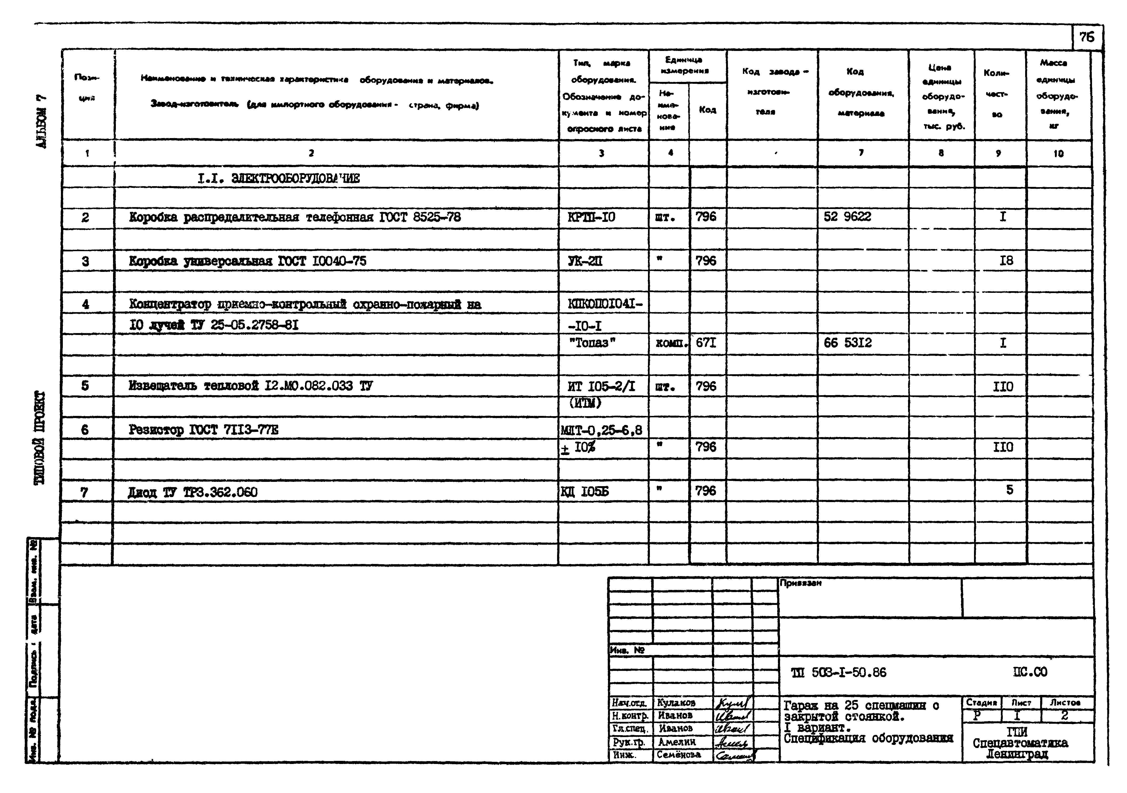 Типовой проект 503-1-50.86