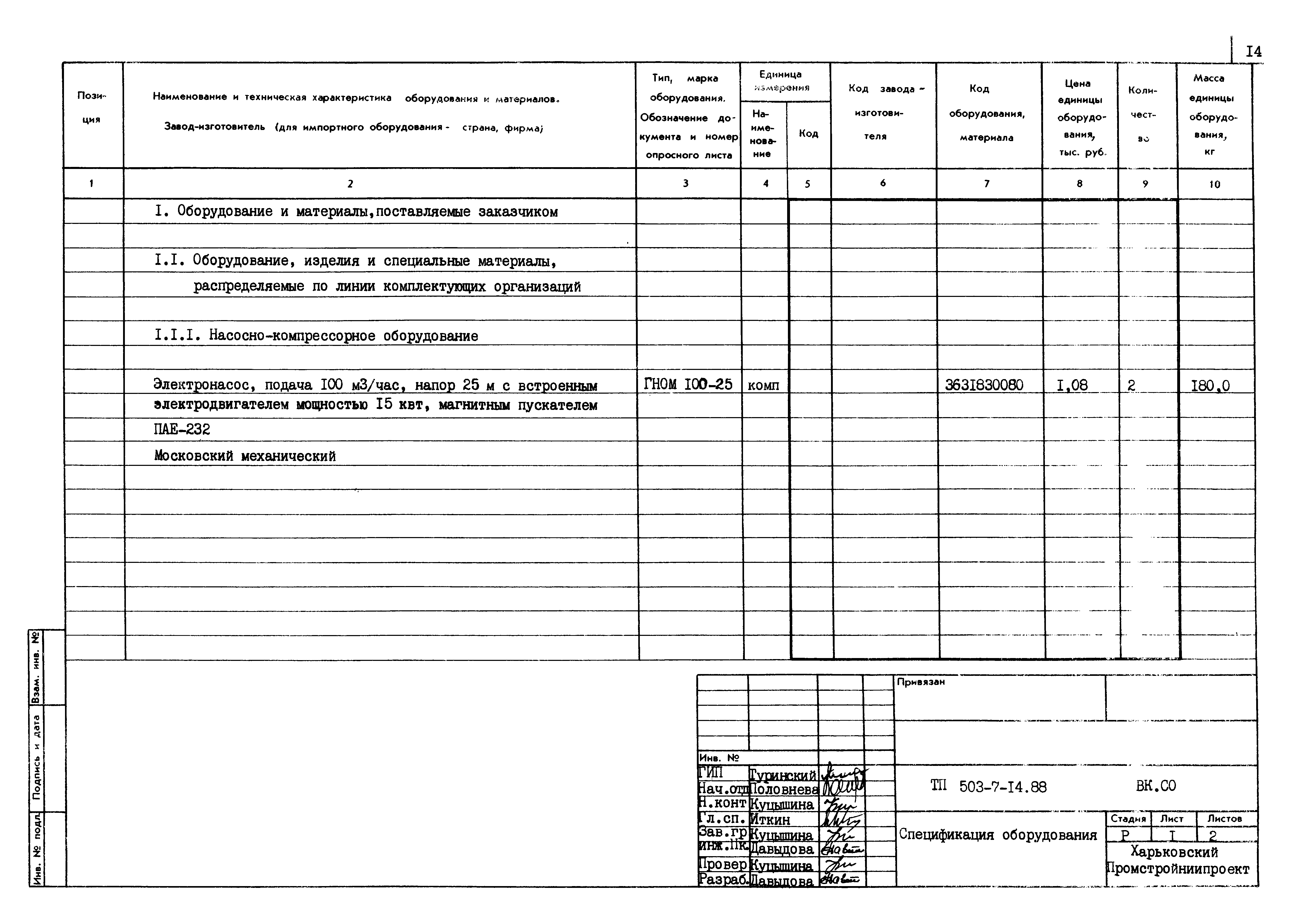 Типовой проект 503-7-14.88