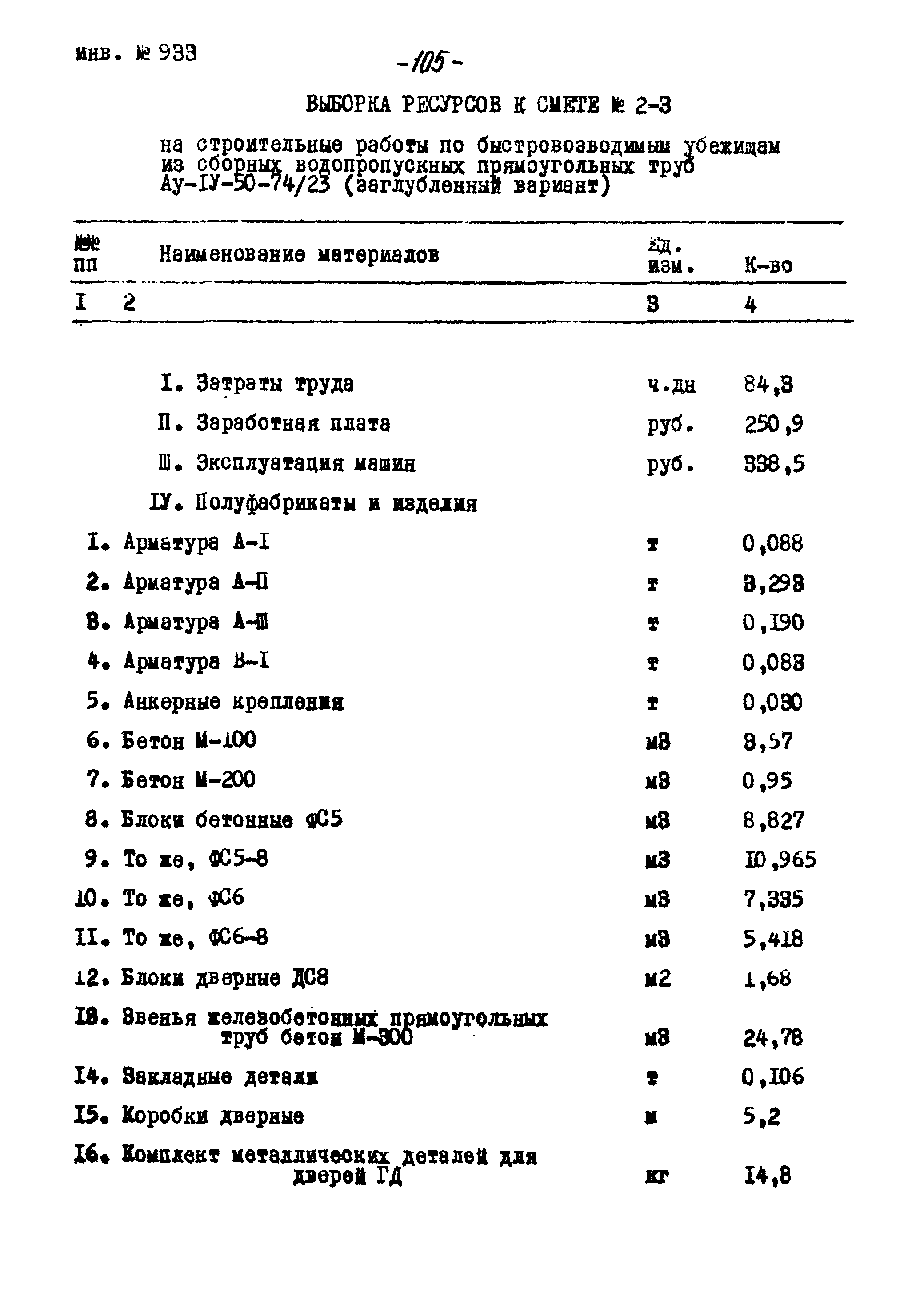 Типовой проект Ау-II,III,IV-50-74/23