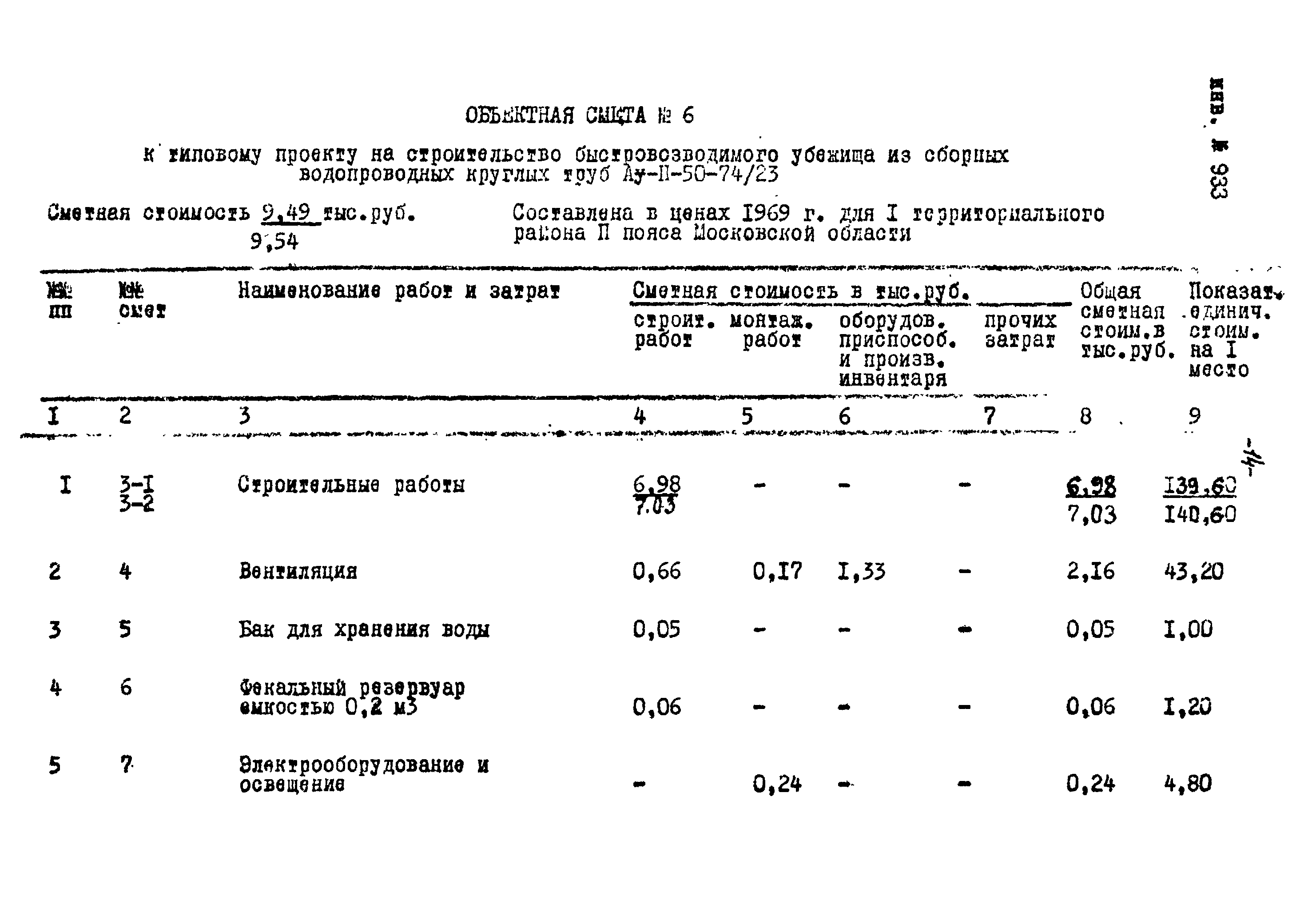 Типовой проект Ау-II,III,IV-50-74/23