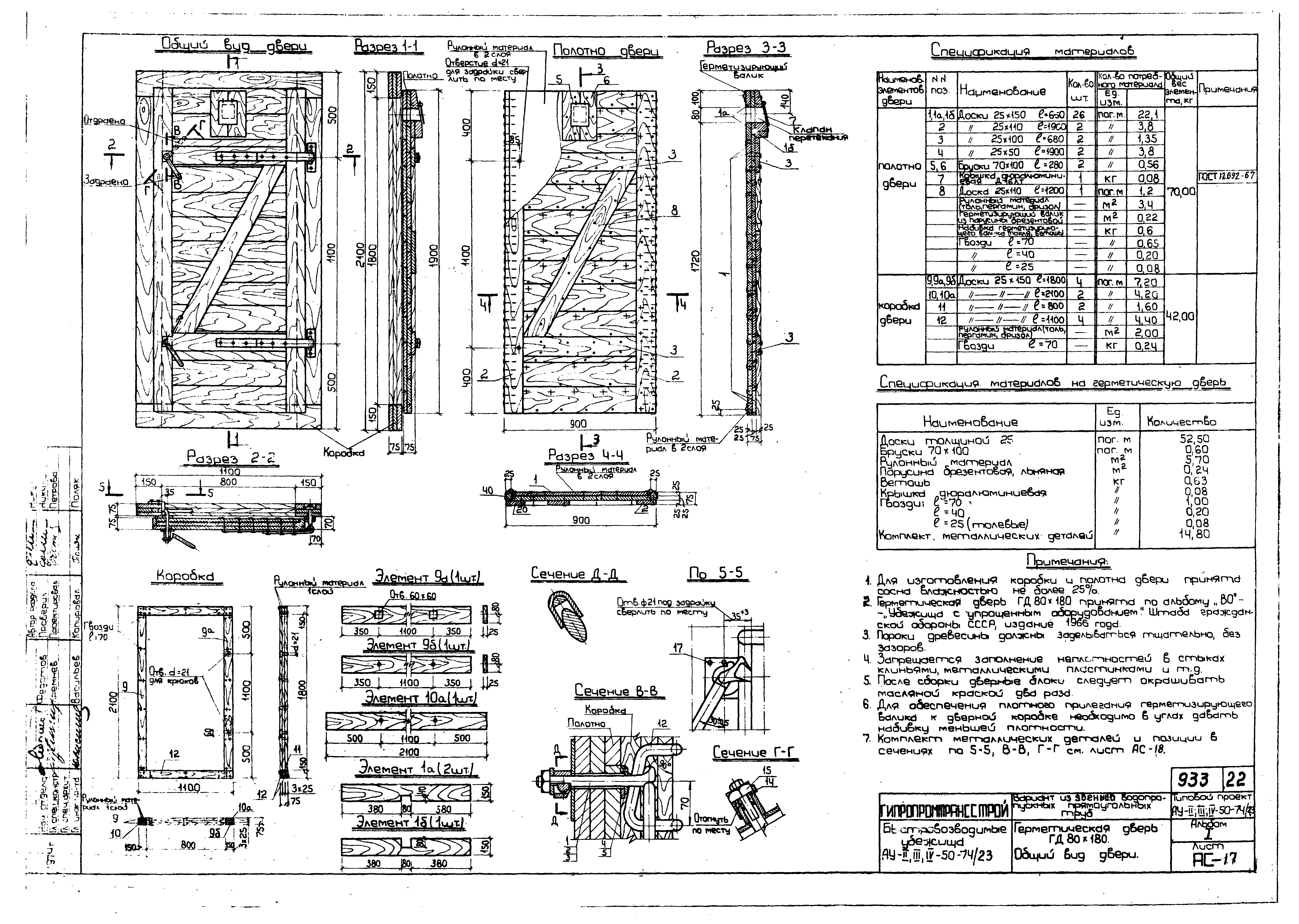 Типовой проект Ау-II,III,IV-50-74/23