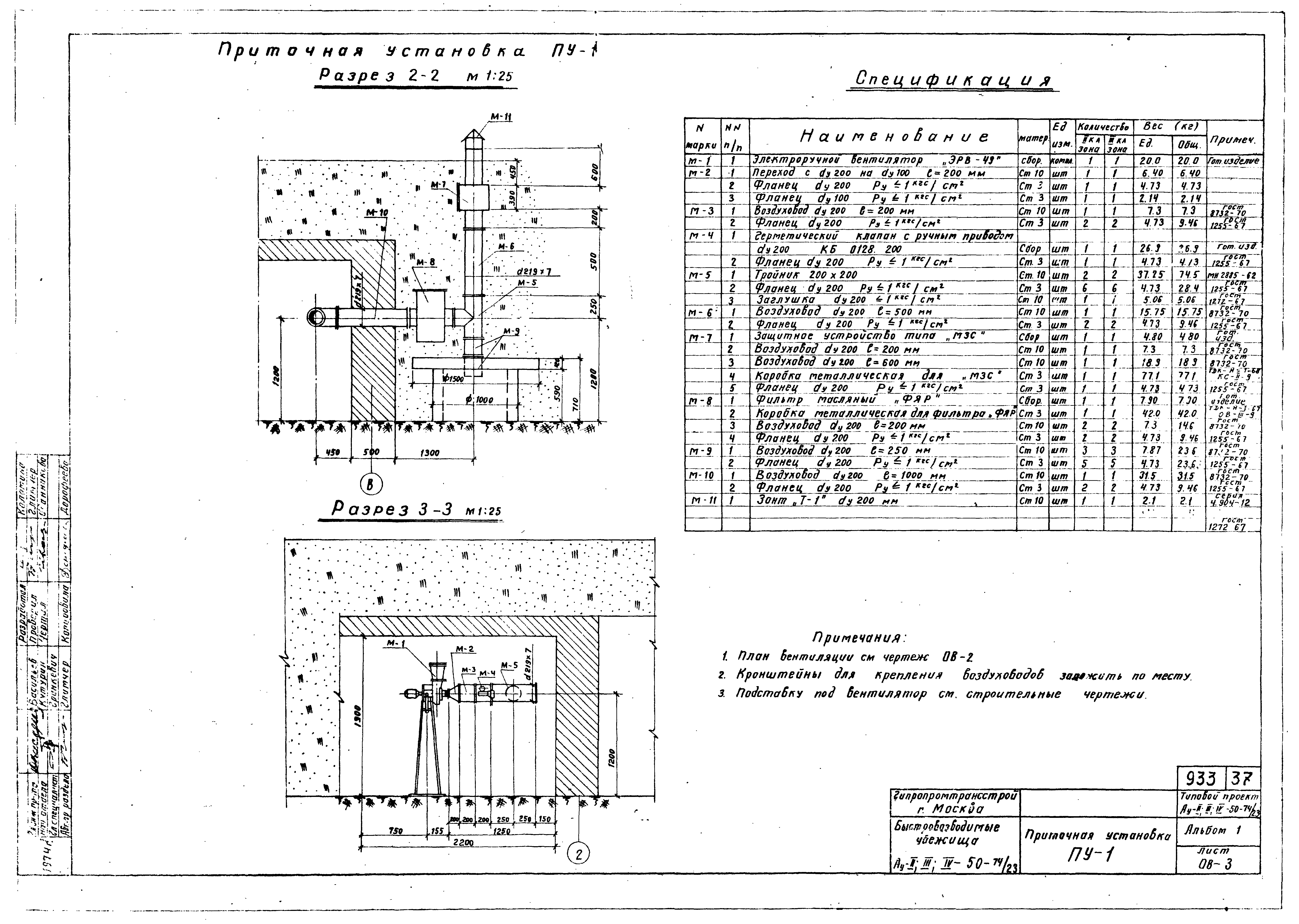 Типовой проект Ау-II,III,IV-50-74/23