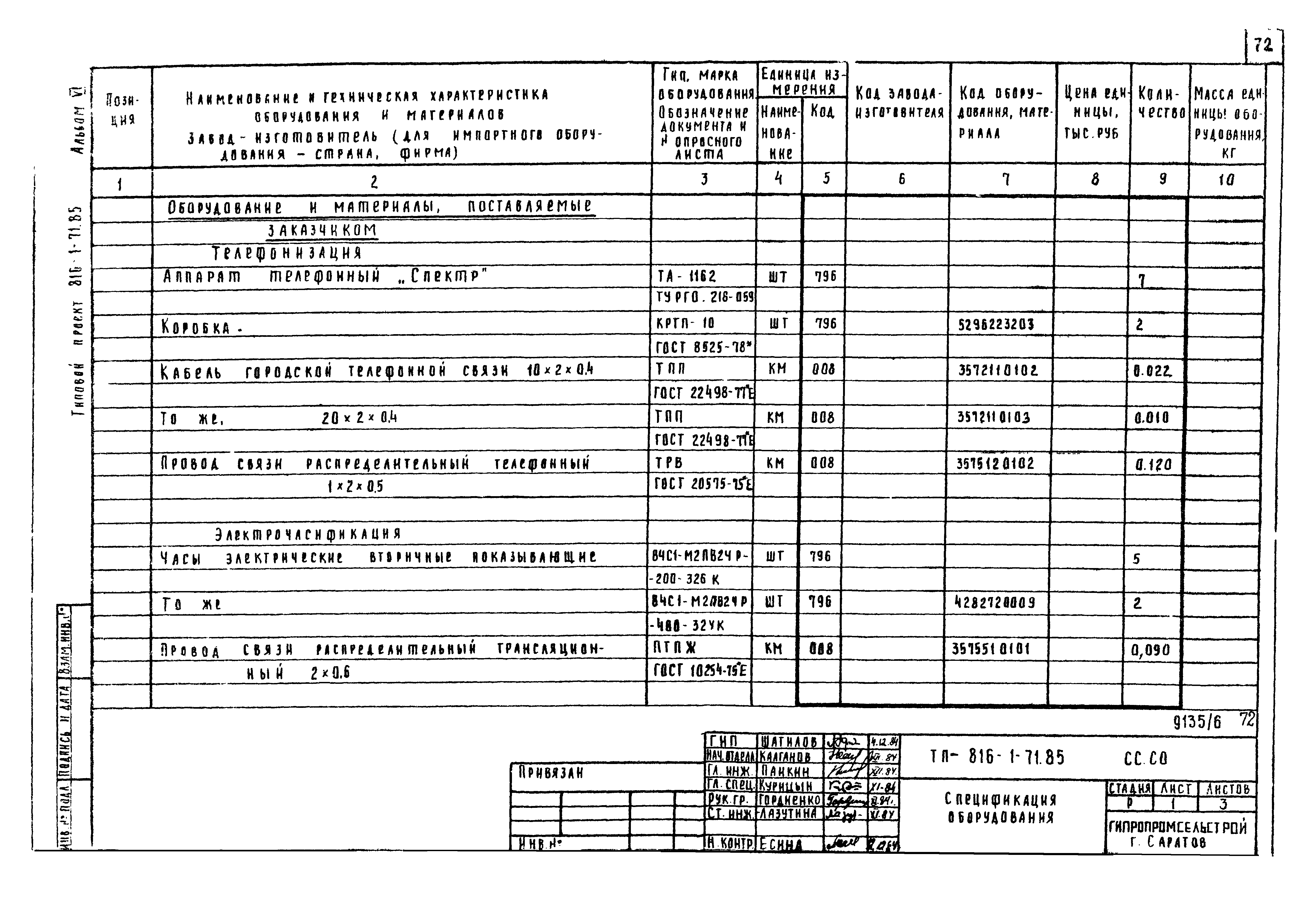 Типовой проект 816-1-71.85