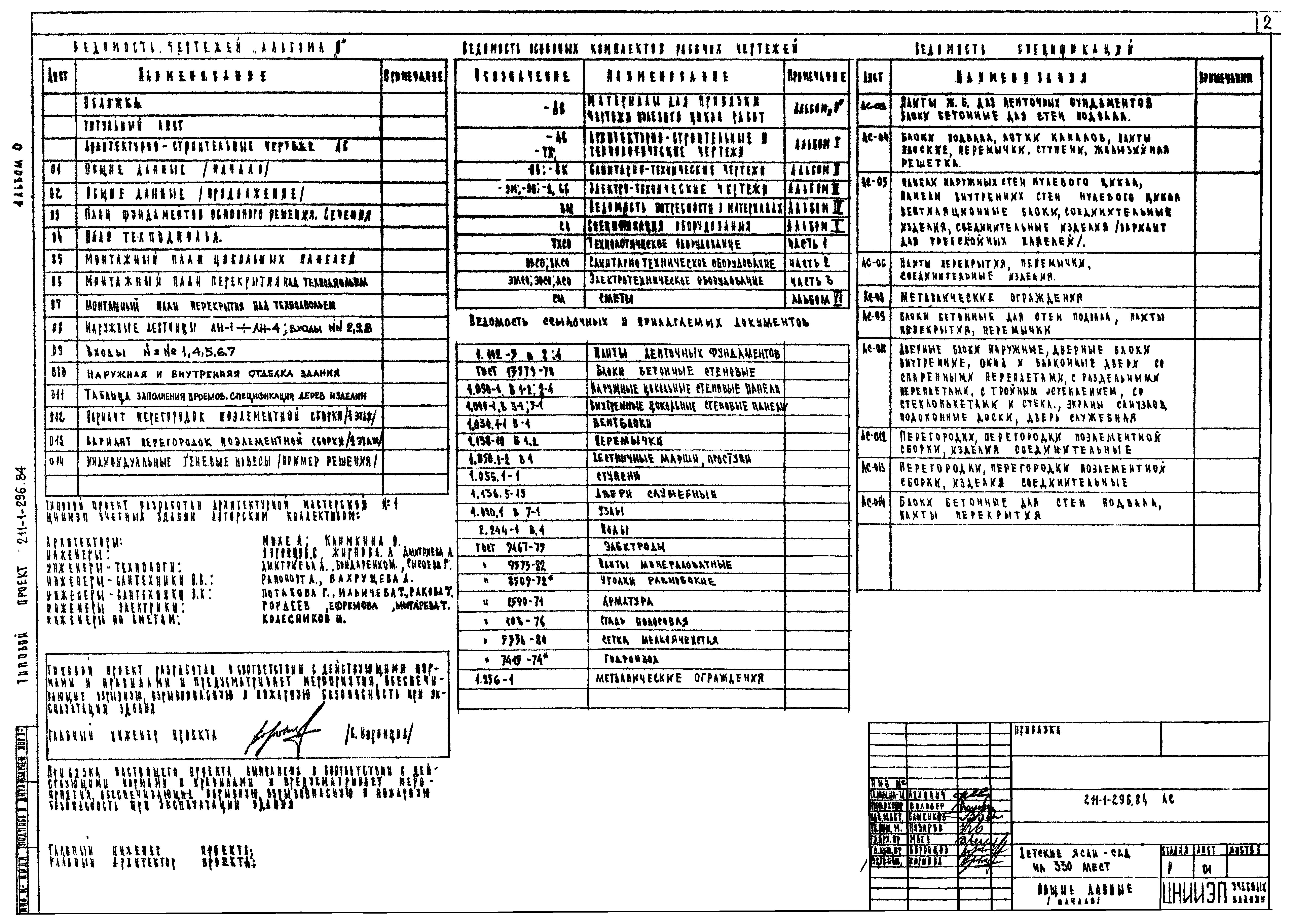 Типовой проект 211-1-296.84